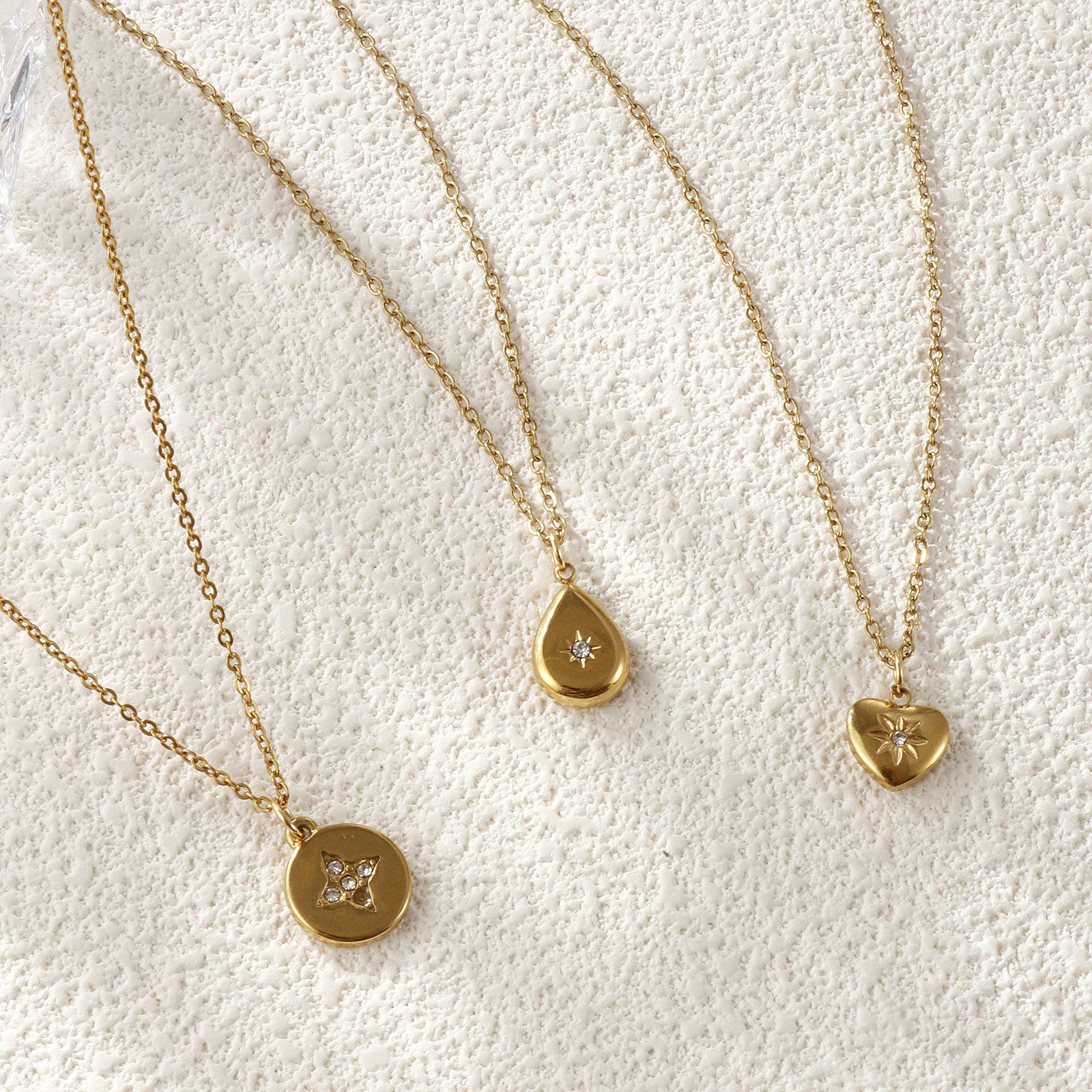 Picture of Eco-friendly PVD Vacuum Plating Exquisite Galaxy 18K Real Gold Plated 304 Stainless Steel & Rhinestone Link Cable Chain Star Pendant Charm Necklace For Women Gift 45cm(17.7") + 5cm(2") long