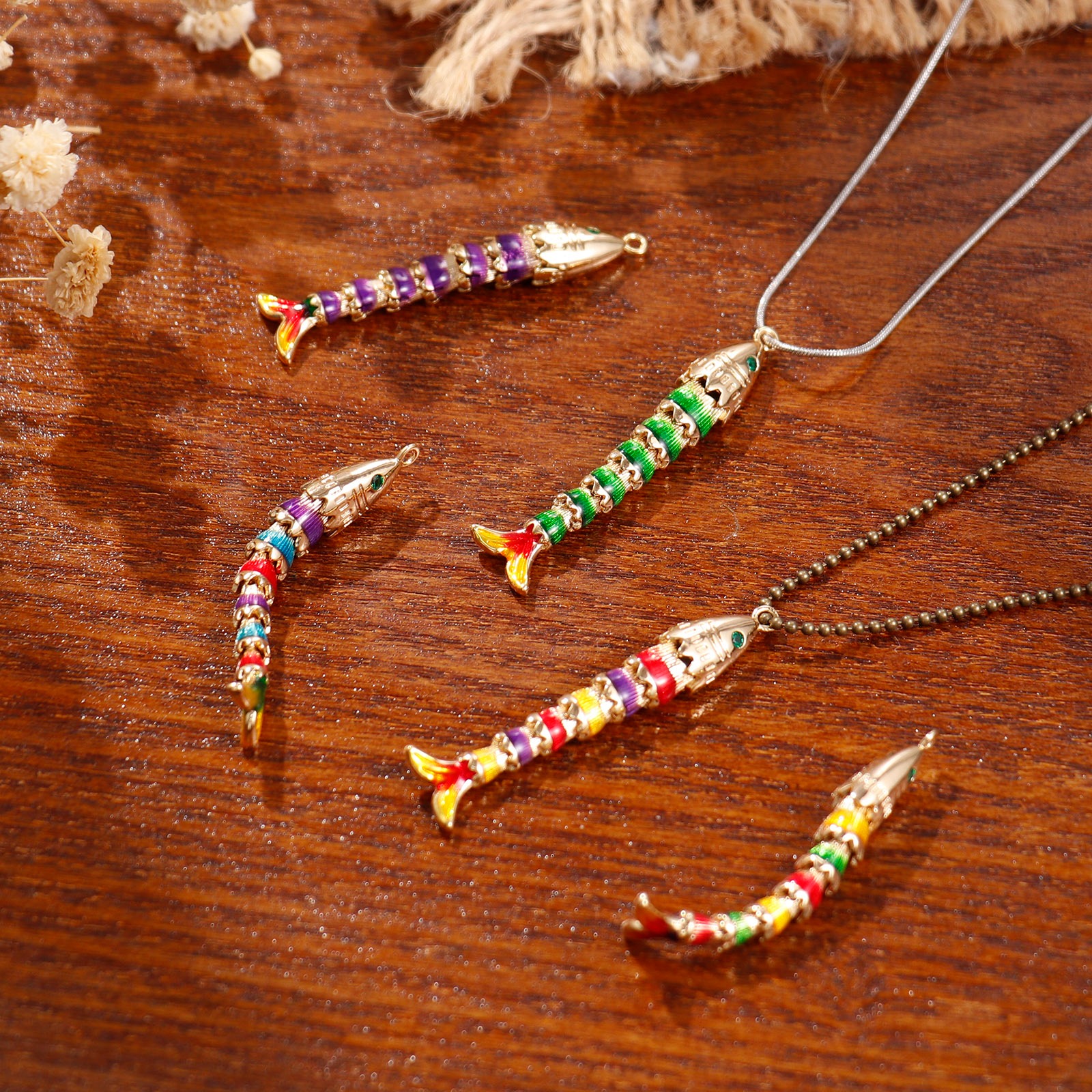 Picture of Eco-friendly Brass Ocean Jewelry Pendants 18K Real Gold Plated Multicolor Fish Animal Movable Green Cubic Zirconia Enamel 3D 47mm x 8mm