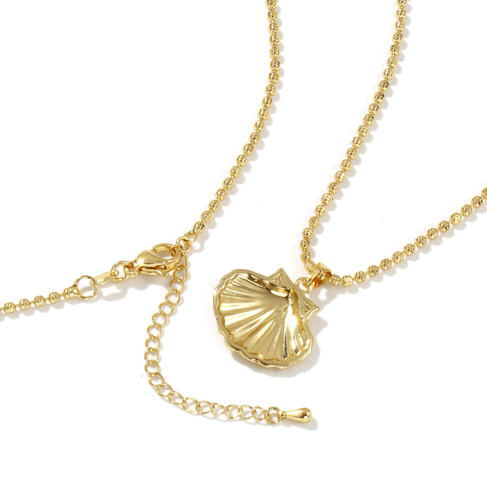 Picture of 18K Real Gold Plated Ball Chain Conch/ Sea Snail Pendant Charm Necklace, Brass 45cm(17.7") + 5cm(2"), For Women, Stylish Ocean Jewelry Gift, Eco-friendly