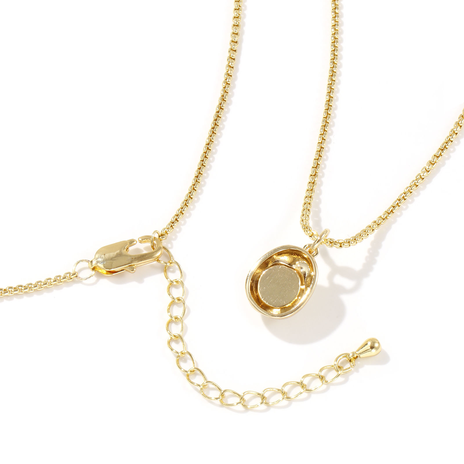 Picture of 18K Real Gold Plated Link Cable Chain Oval Pendant Charm Necklace, Brass & Acrylic 45cm(17.7") + 5cm(2"), For Women, Stylish Simple Gift, Eco-friendly
