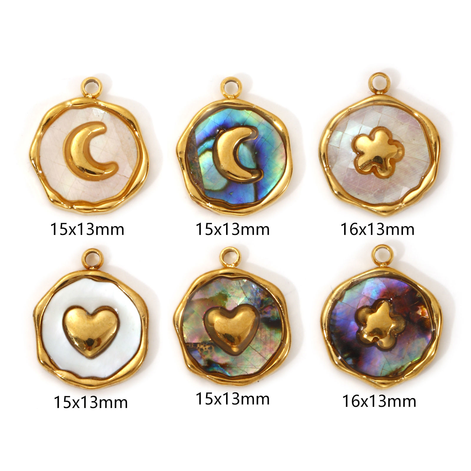 Picture of Eco-friendly PVD Vacuum Plating 304 Stainless Steel & Natural Shell Charms 18K Real Gold Plated
