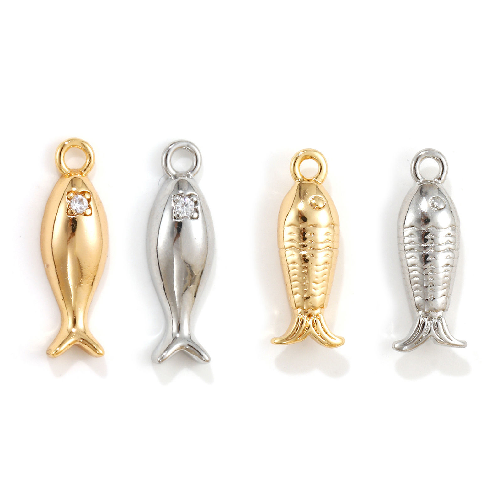 Picture of 2 PCs Eco-friendly Brass Ocean Jewelry Charms Real Gold Plated Fish Animal