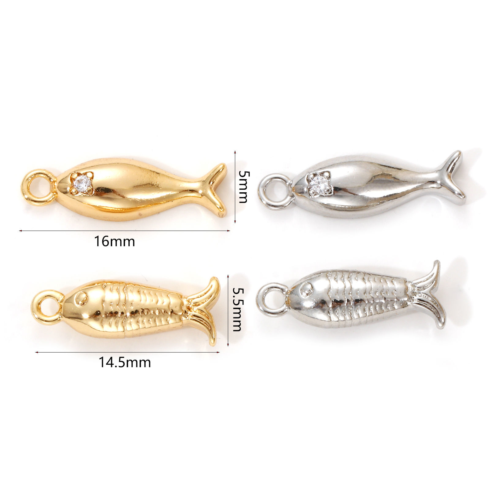 Picture of 2 PCs Eco-friendly Brass Ocean Jewelry Charms Real Gold Plated Fish Animal
