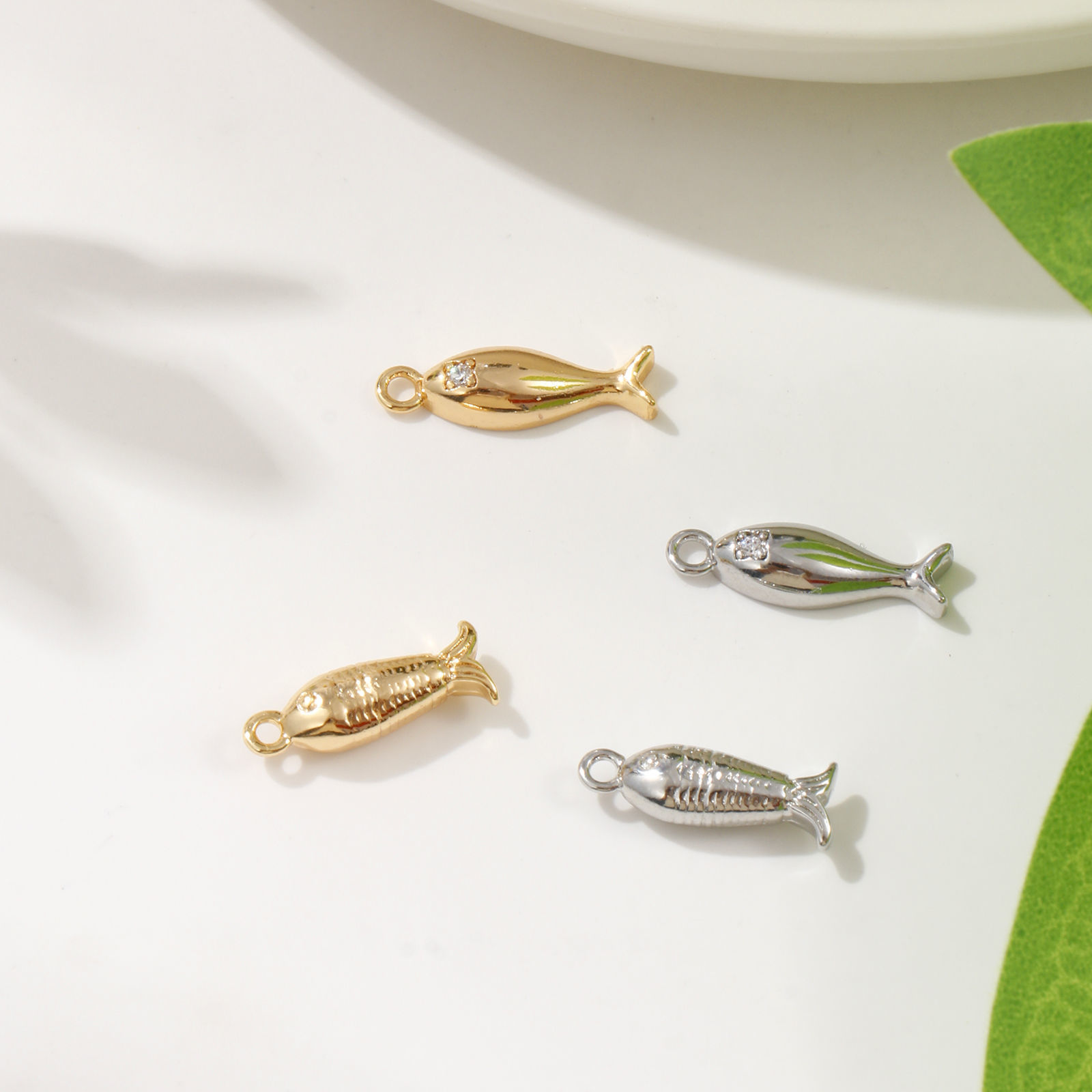 Picture of 2 PCs Eco-friendly Brass Ocean Jewelry Charms Real Gold Plated Fish Animal