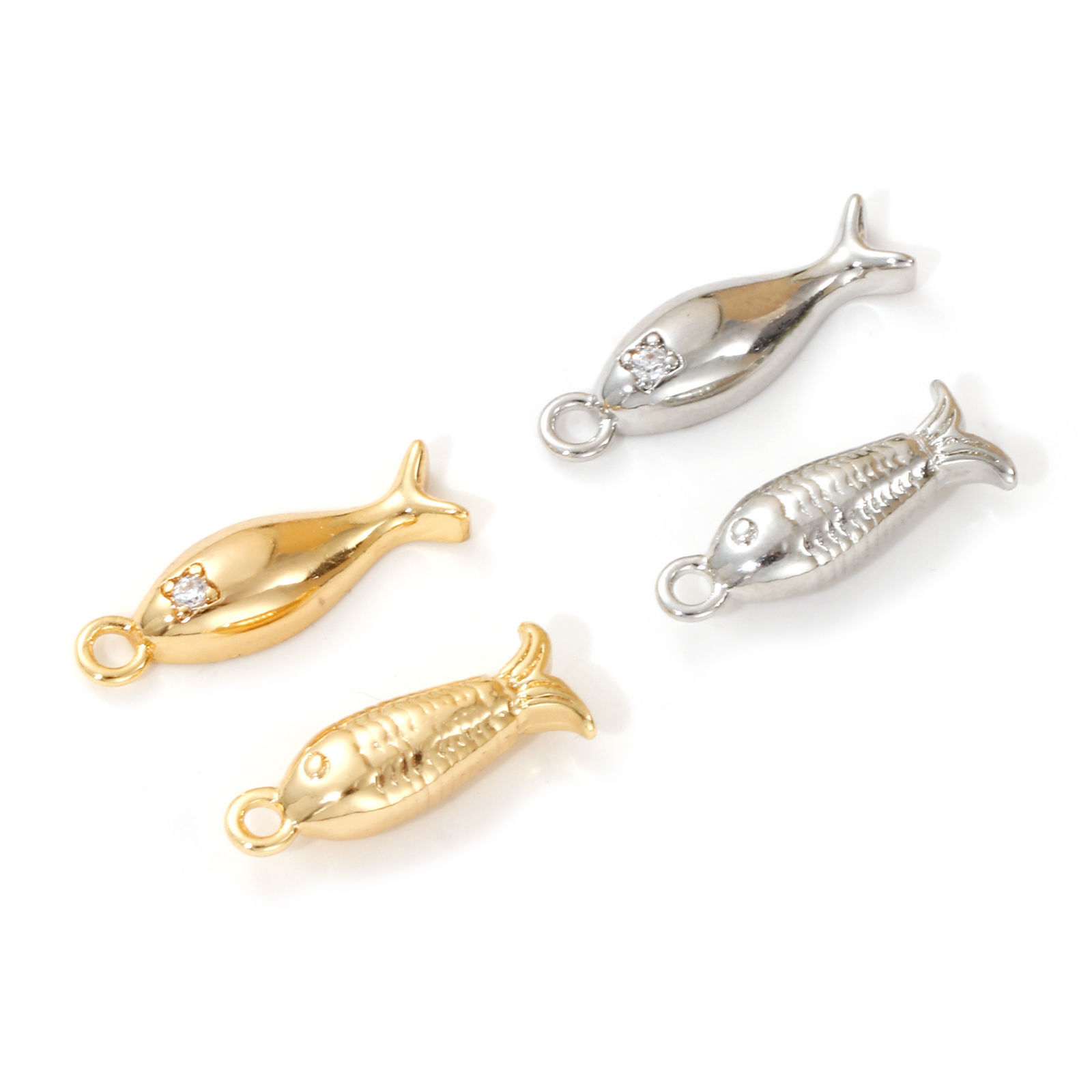 Picture of 2 PCs Eco-friendly Brass Ocean Jewelry Charms Real Gold Plated Fish Animal