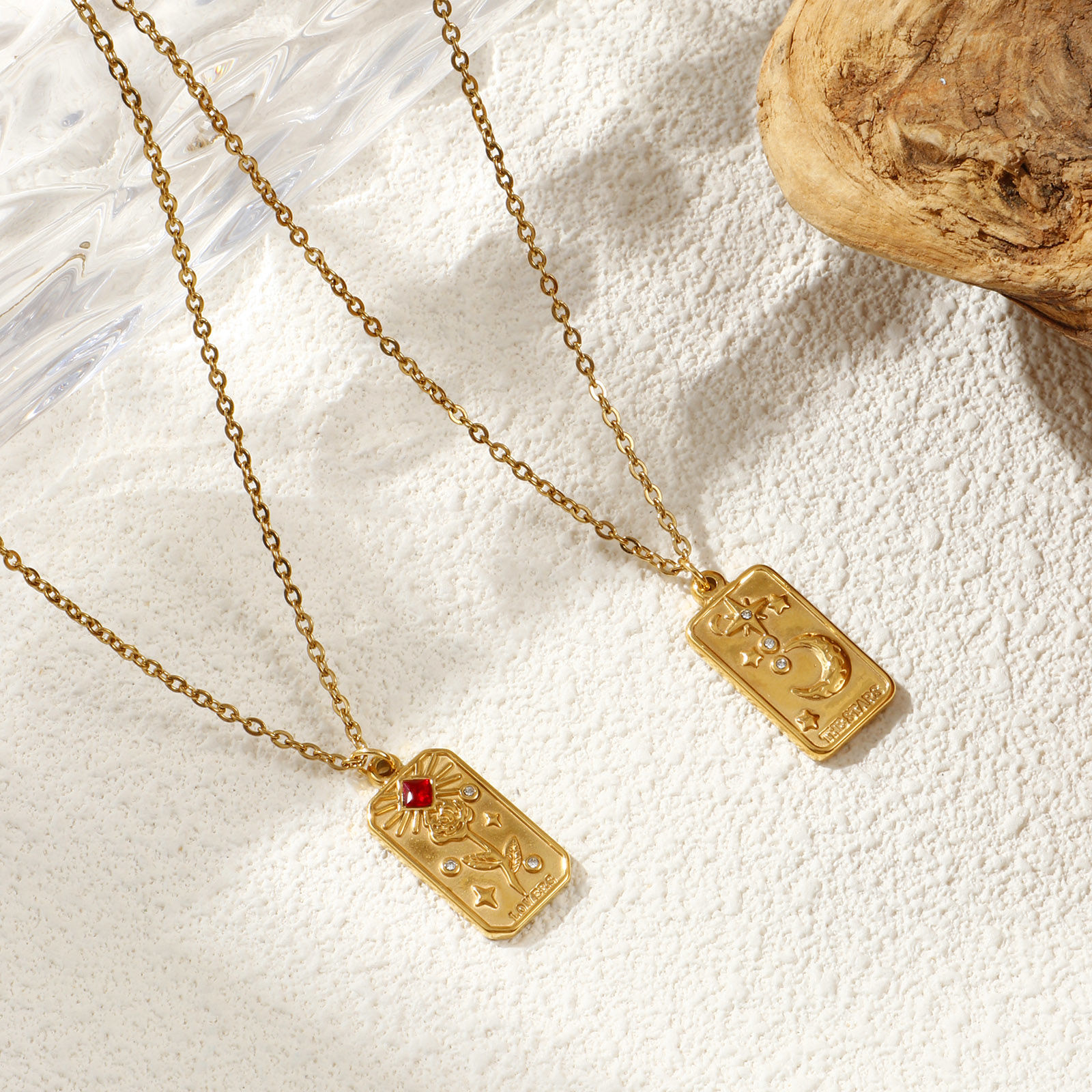 Picture of 18K Real Gold Plated Link Cable Chain Tarot Pendant Charm Necklace, 304 Stainless Steel 45cm(17.7") + 5cm(2"), For Women, Exquisite Gift, Eco-friendly PVD Vacuum Plating
