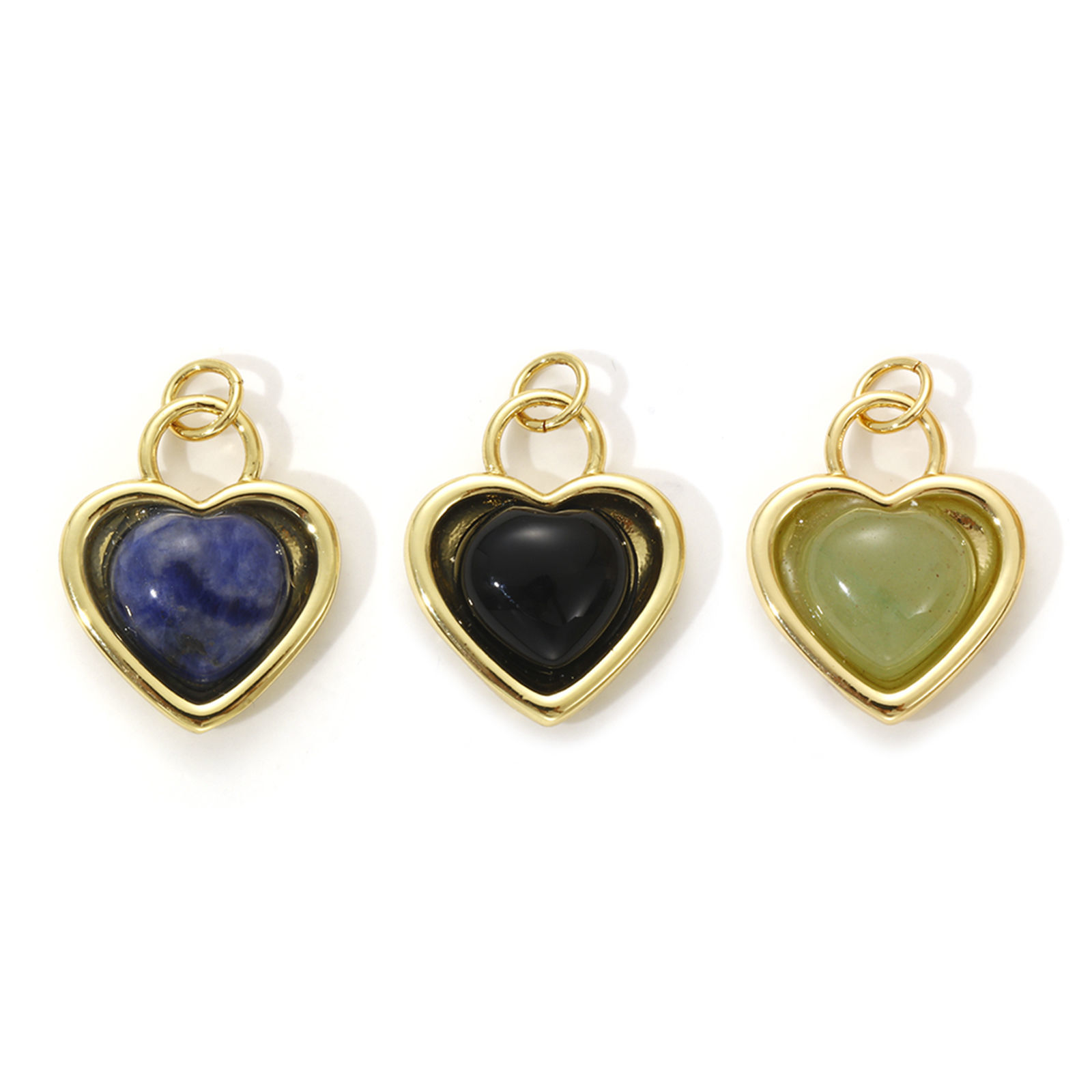 Picture of 1 Piece Eco-friendly Brass & Gemstone Valentine's Day Charms 18K Real Gold Plated Heart 22mm x 16mm