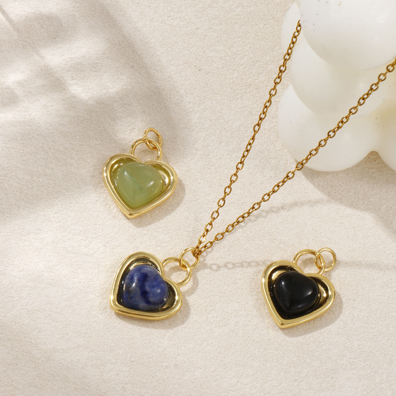 Picture of 1 Piece Eco-friendly Brass & Gemstone Valentine's Day Charms 18K Real Gold Plated Heart 22mm x 16mm