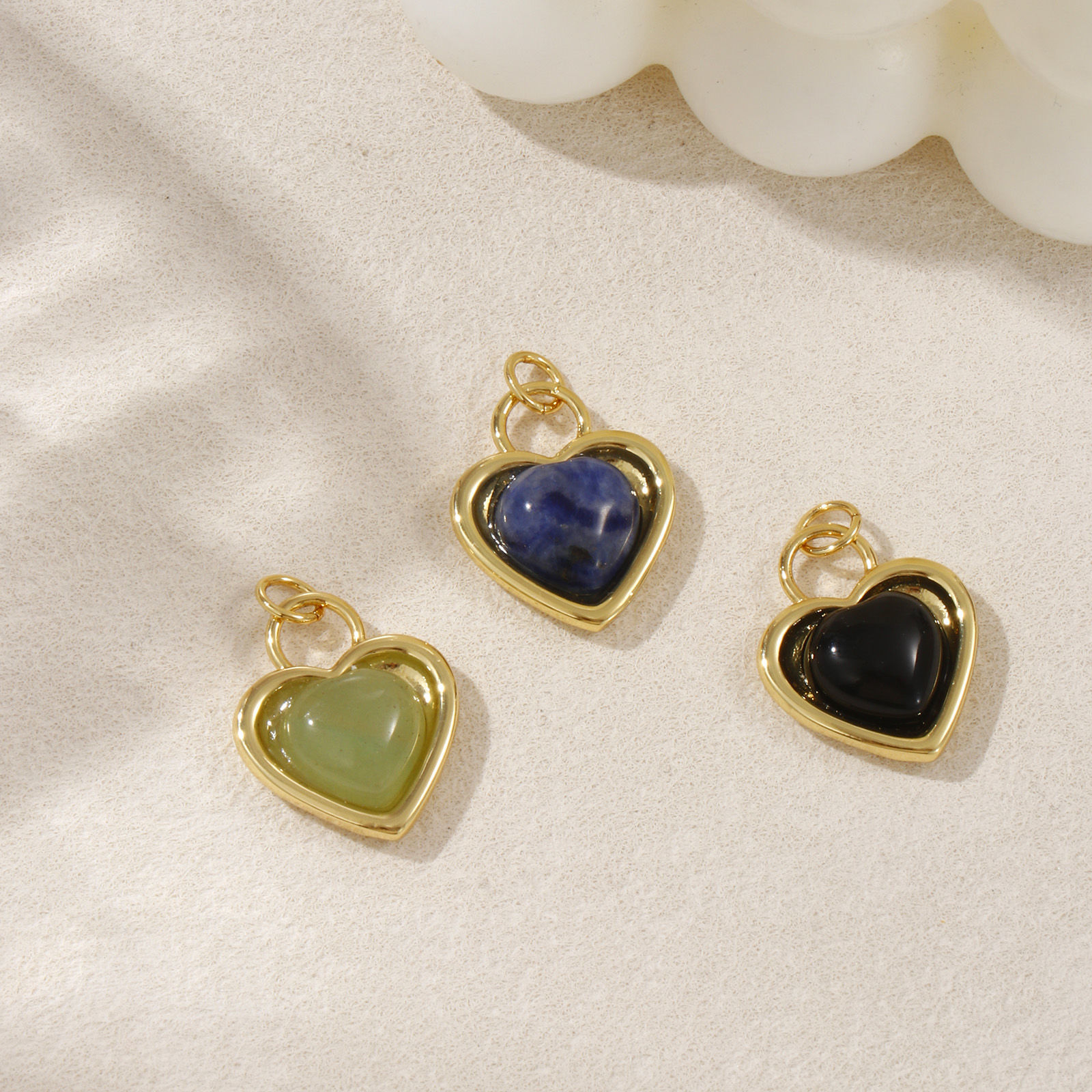 Picture of 1 Piece Eco-friendly Brass & Gemstone Valentine's Day Charms 18K Real Gold Plated Heart 22mm x 16mm