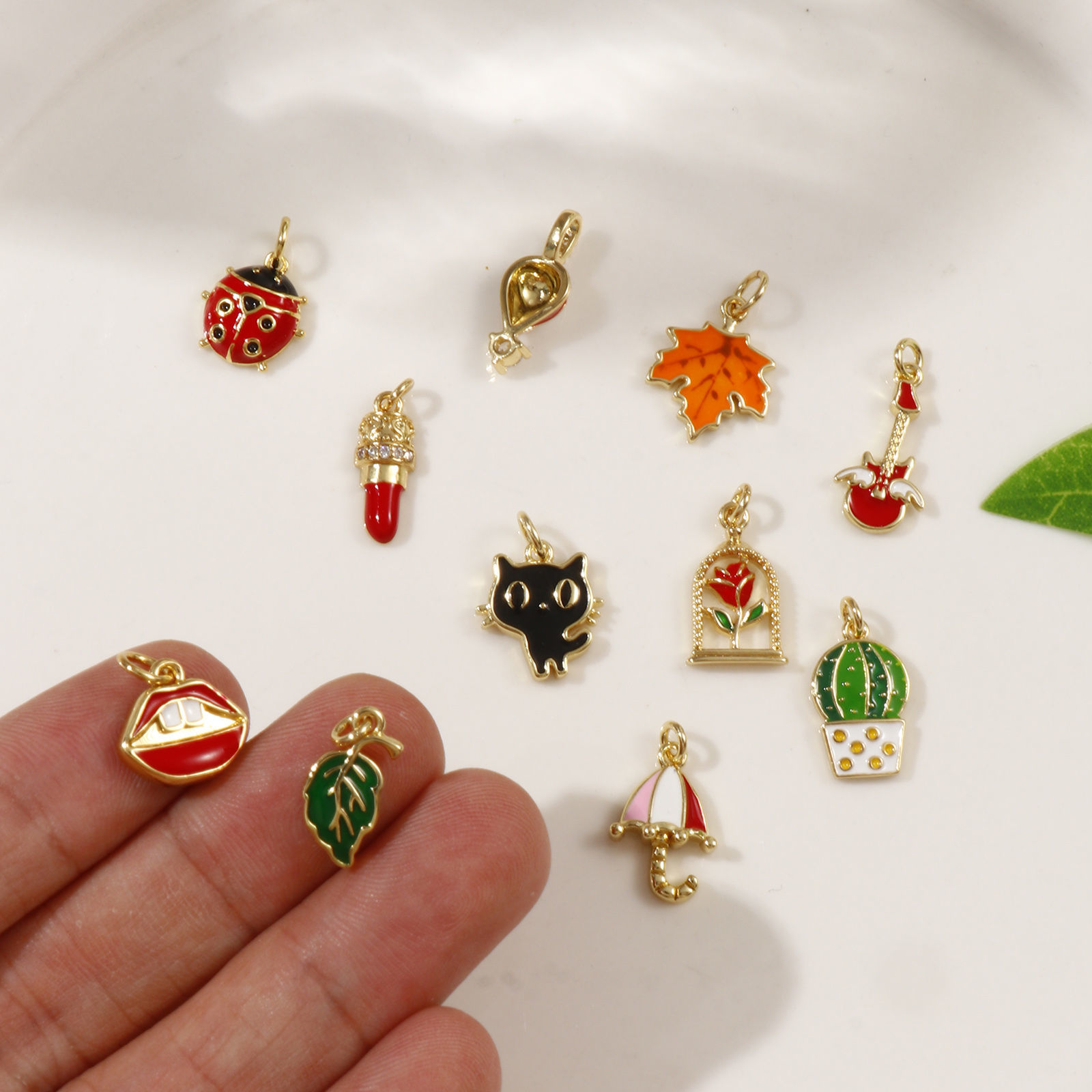 Picture of 2 PCs Eco-friendly Brass Charms 18K Real Gold Plated Enamel