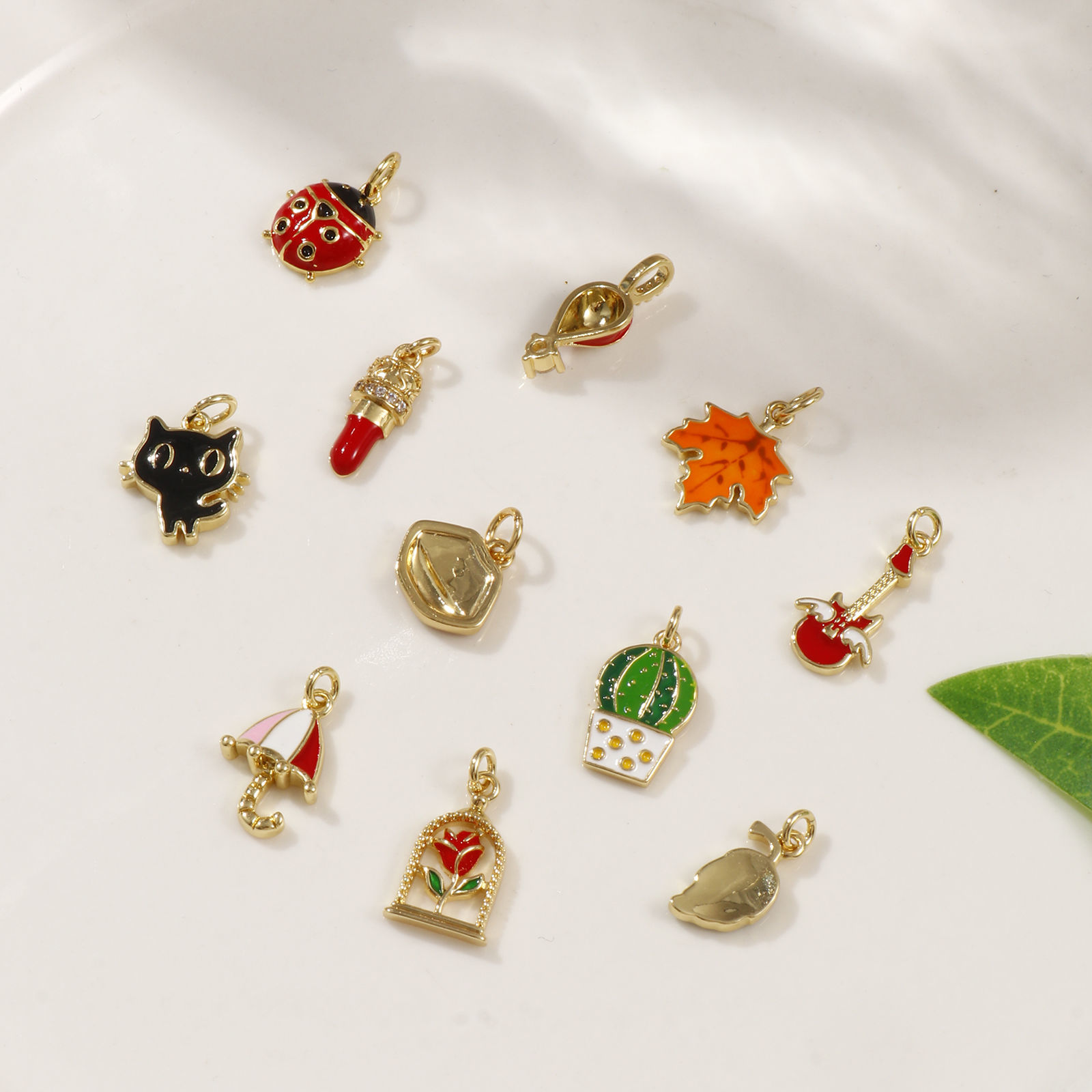 Picture of 2 PCs Eco-friendly Brass Charms 18K Real Gold Plated Enamel