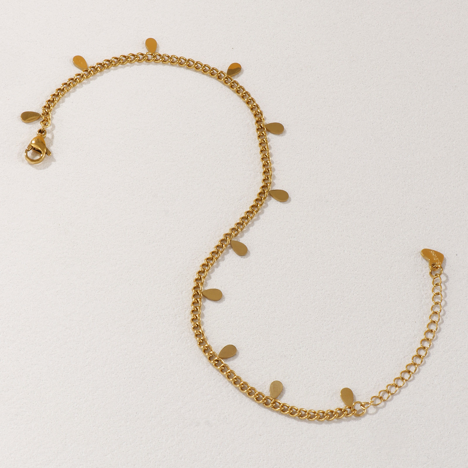 Picture of Eco-friendly PVD Vacuum Plating Exquisite 18K Real Gold Plated 304 Stainless Steel Curb Link Chain Anklet For Women Gift 22cm(8.7") long