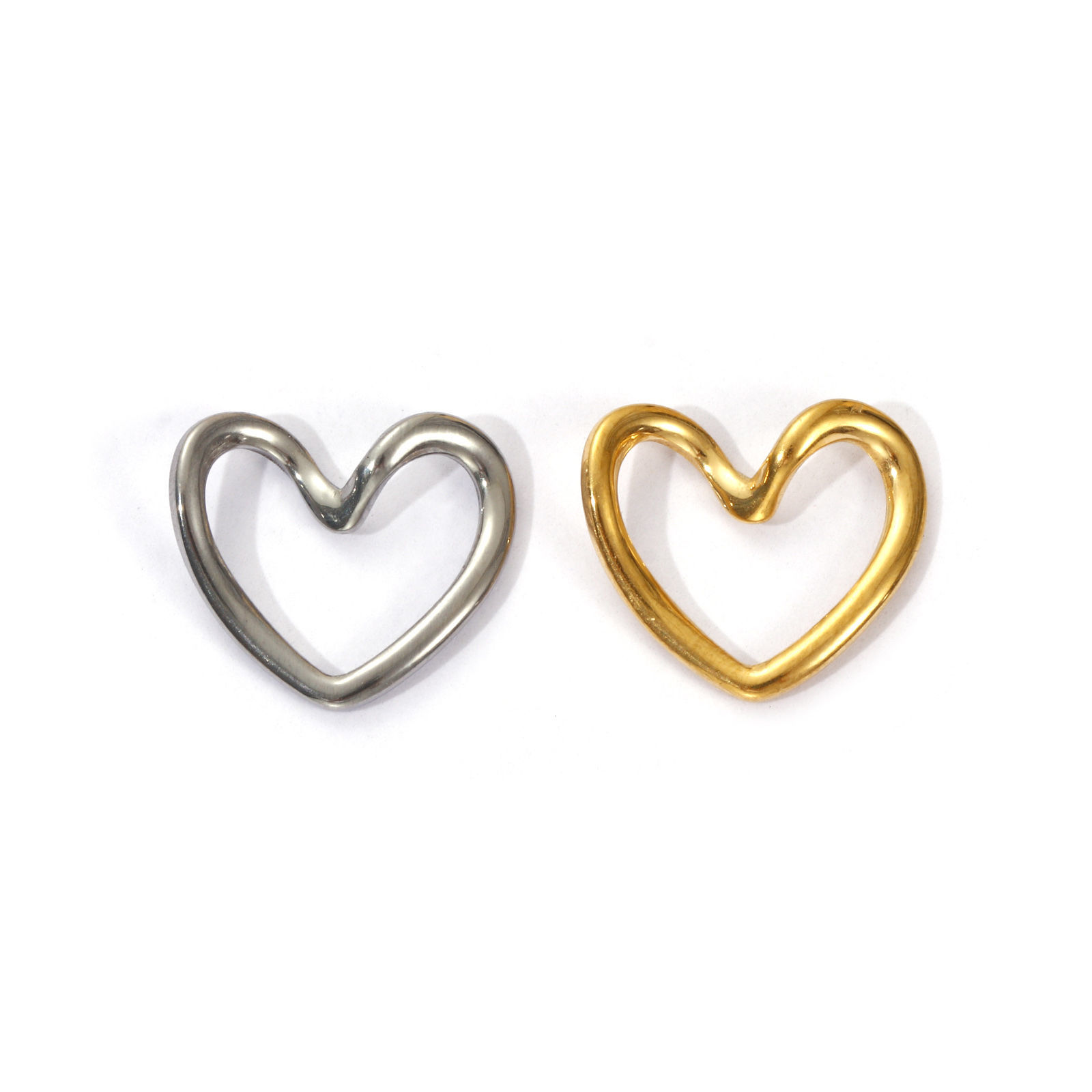 Picture of 5 PCs Eco-friendly PVD Vacuum Plating 304 Stainless Steel Valentine's Day Charms Multicolor Enamel Heart Hollow 17mm x 15mm
