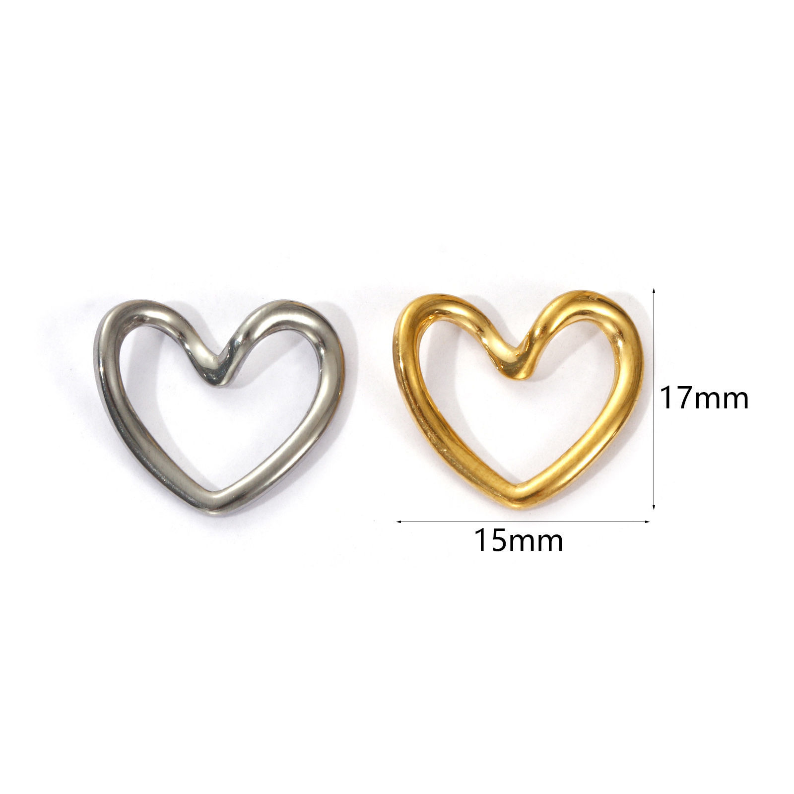 Picture of 5 PCs Eco-friendly PVD Vacuum Plating 304 Stainless Steel Valentine's Day Charms Multicolor Enamel Heart Hollow 17mm x 15mm
