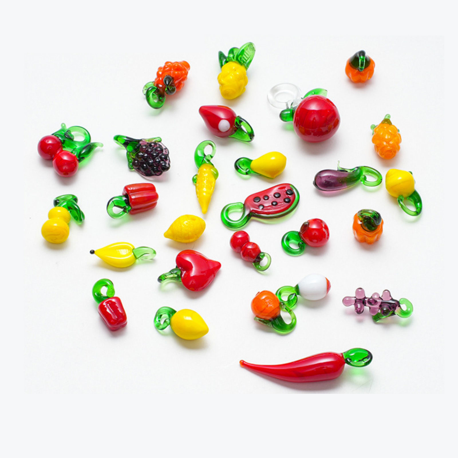 Imagen de 5 Unidades Vidrio Murano Colgantes Multicolor Fruta