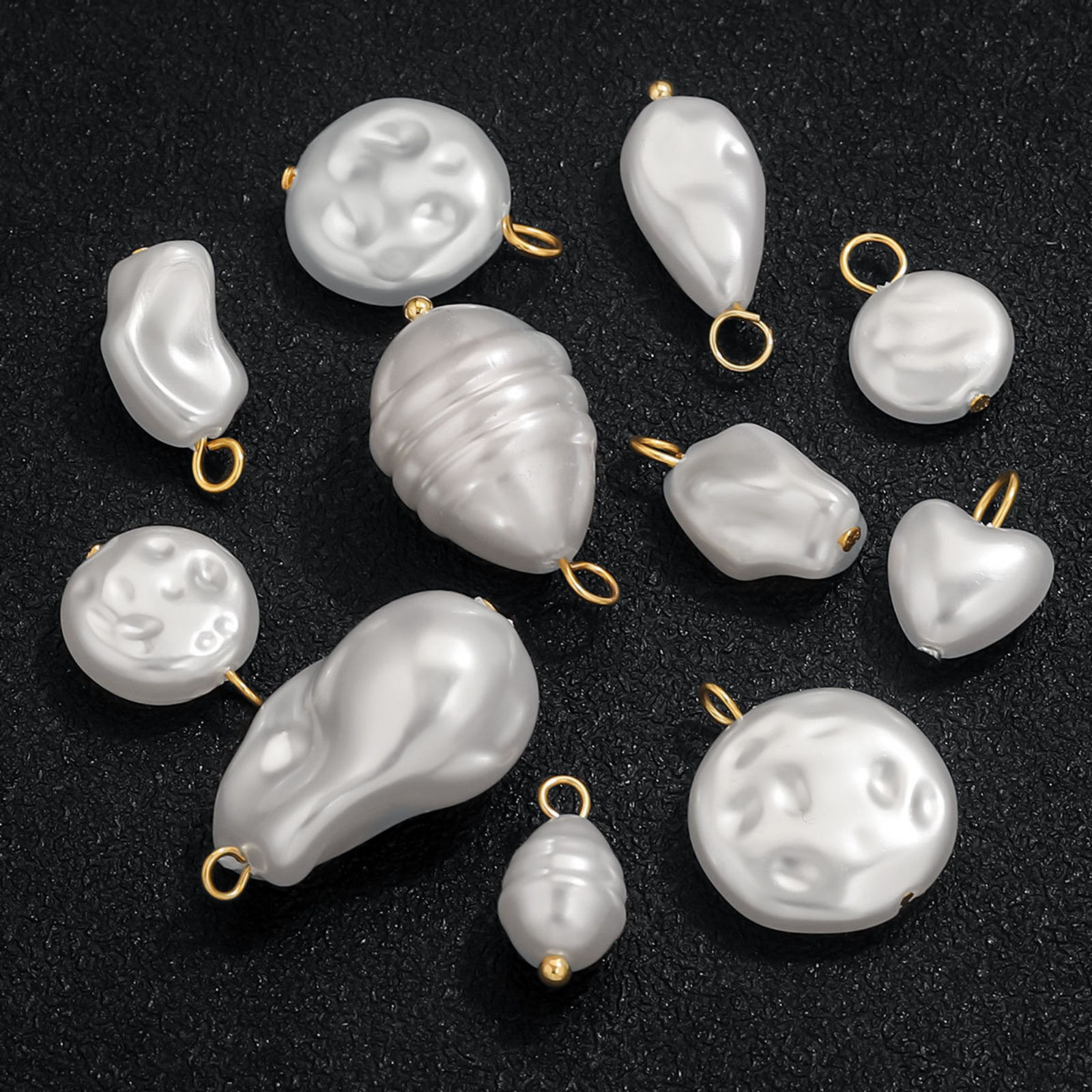 Picture of 10 PCs 304 Stainless Steel Charms Gold Plated Geometric Imitation Pearl
