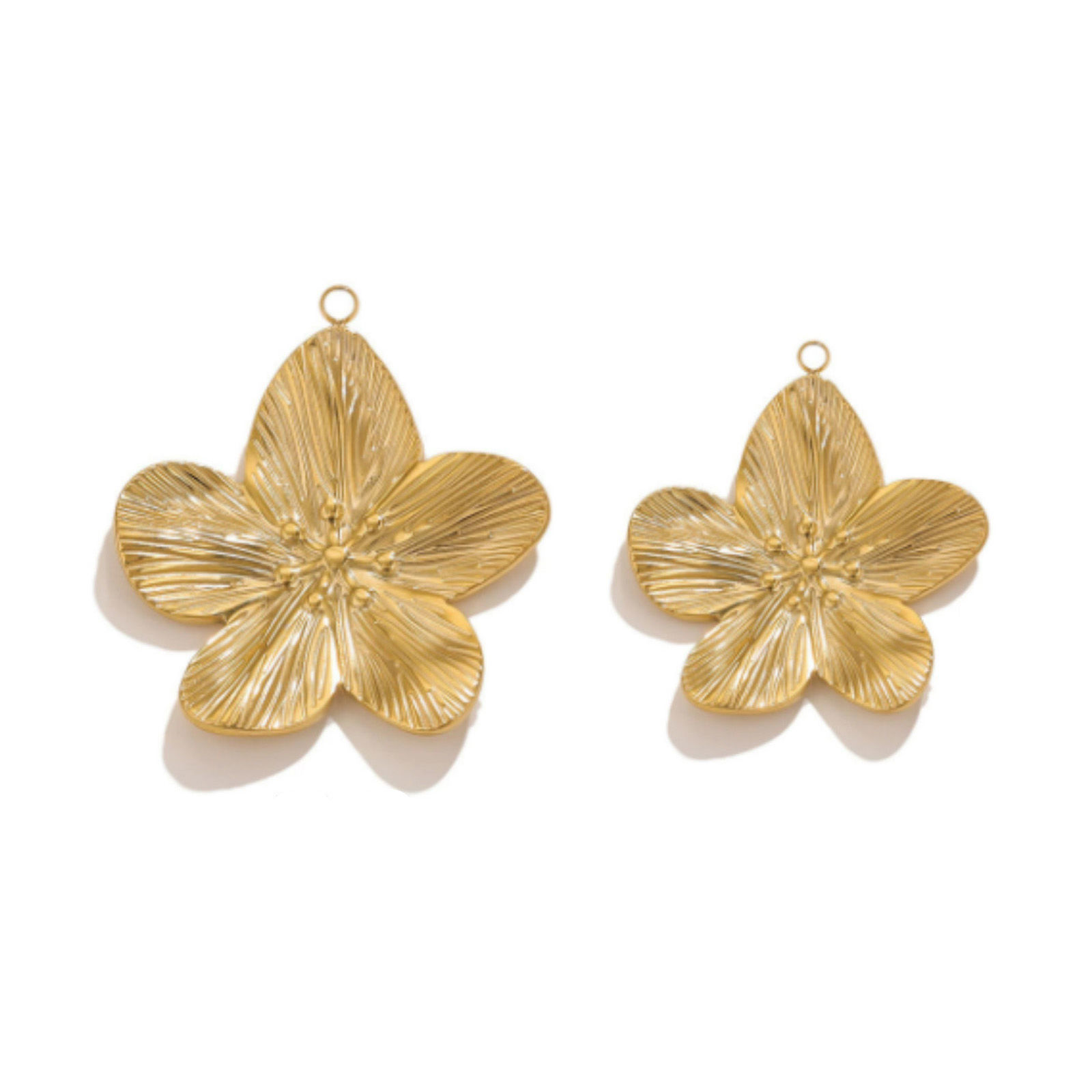 Picture of 5 PCs Eco-friendly PVD Vacuum Plating 304 Stainless Steel Retro Pendants Flower