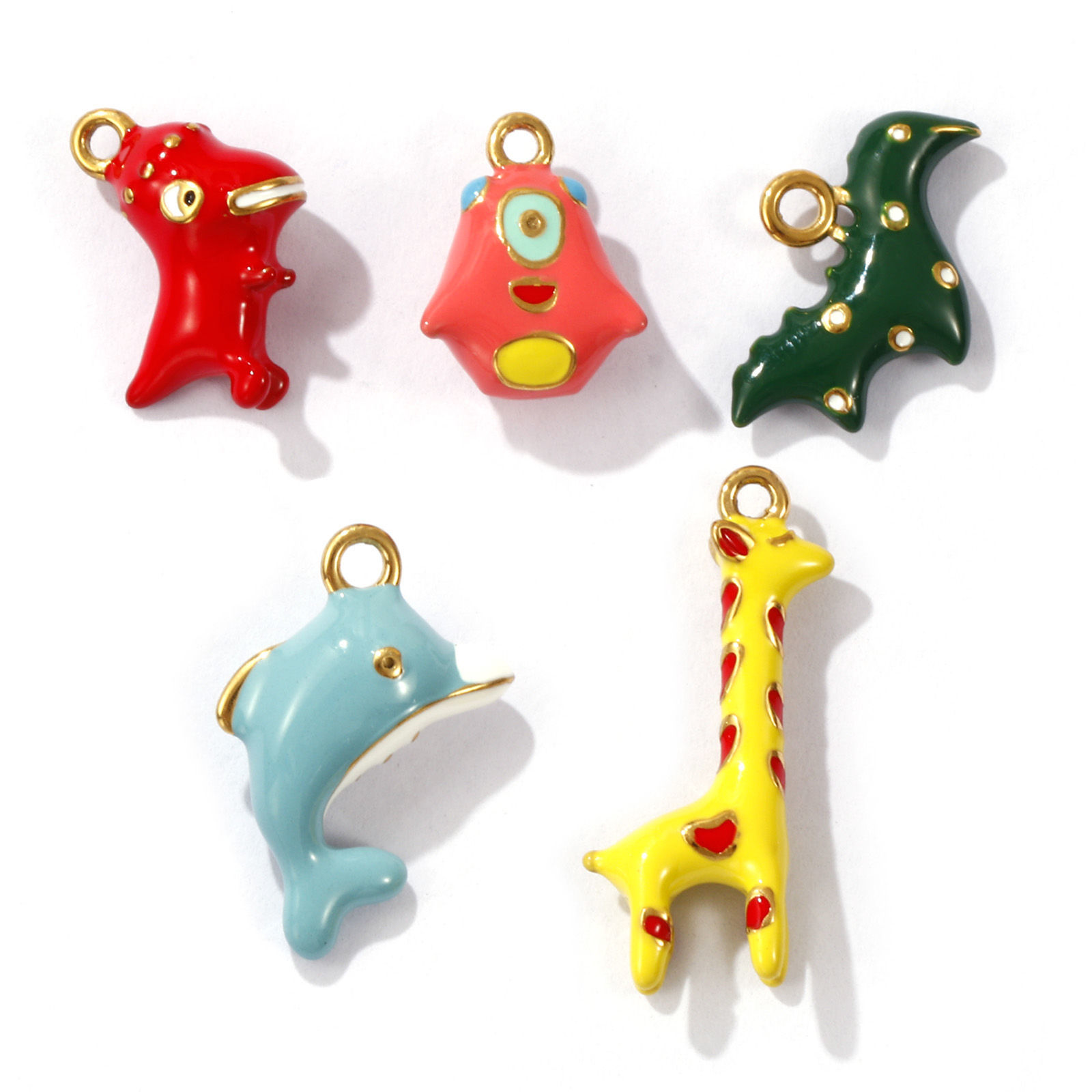 Picture of 1 Piece Eco-friendly PVD Vacuum Plating 304 Stainless Steel 3D Charms 18K Gold Plated Animal Enamel