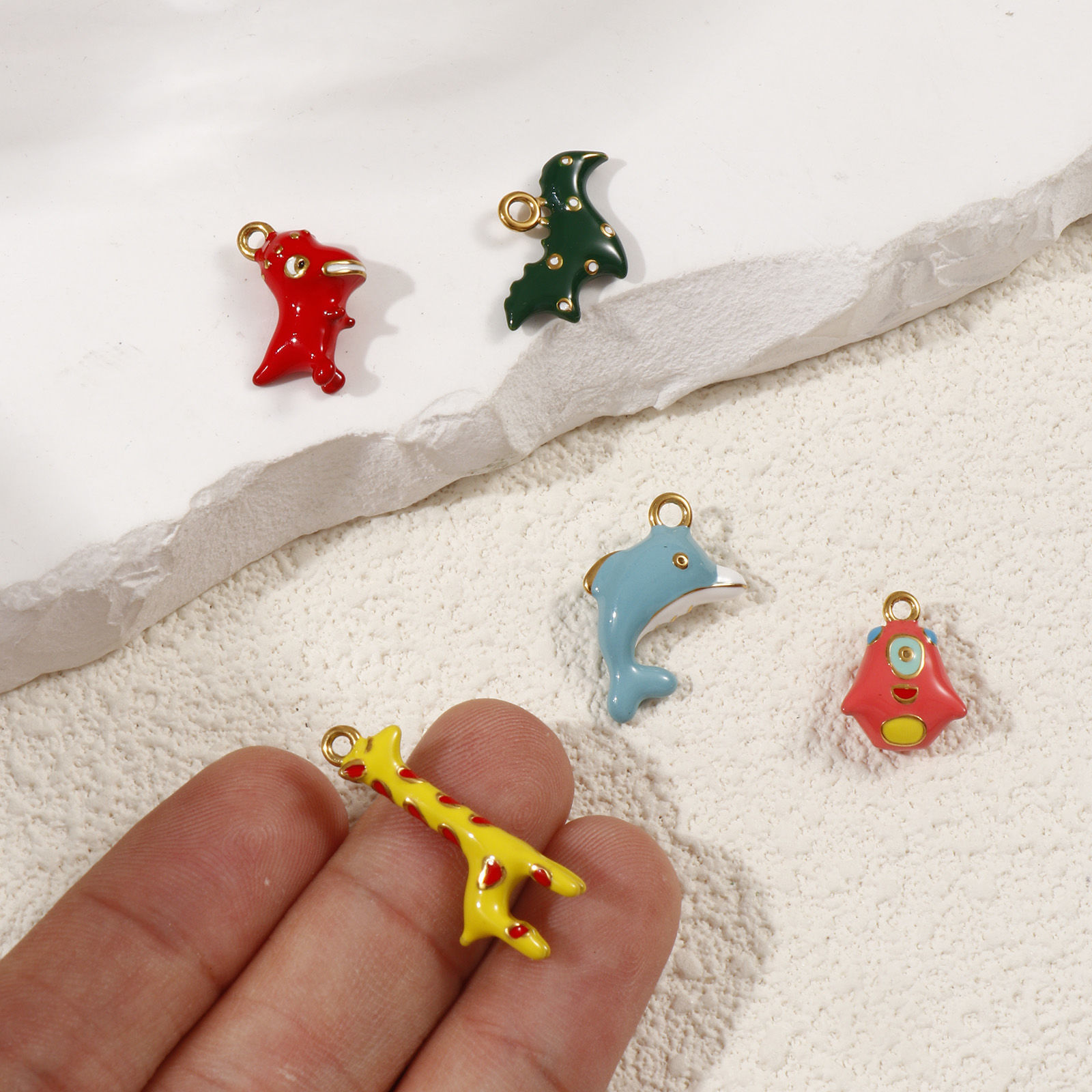 Picture of 1 Piece Eco-friendly PVD Vacuum Plating 304 Stainless Steel 3D Charms 18K Gold Plated Animal Enamel