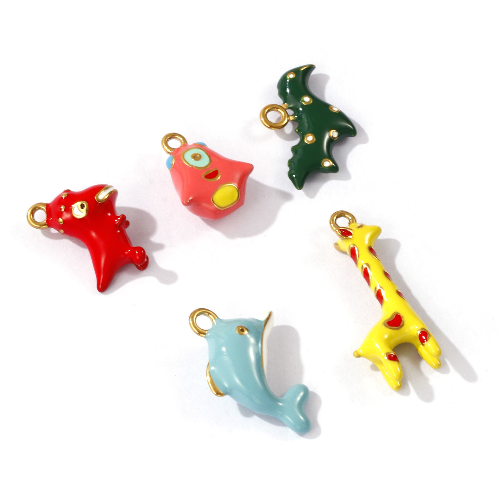 Picture of 1 Piece Eco-friendly PVD Vacuum Plating 304 Stainless Steel 3D Charms 18K Gold Plated Animal Enamel