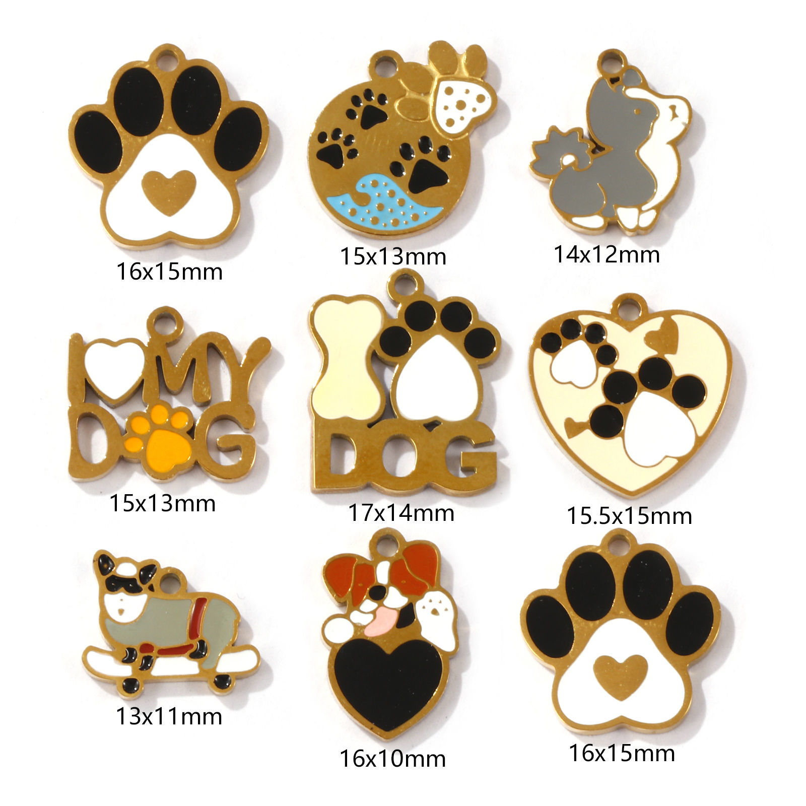 Picture of Eco-friendly PVD Vacuum Plating 304 Stainless Steel Pet Memorial Charms 18K Gold Plated Enamel