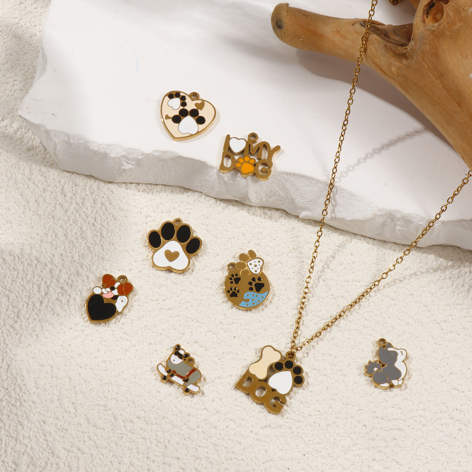 Picture of Eco-friendly PVD Vacuum Plating 304 Stainless Steel Pet Memorial Charms 18K Gold Plated Enamel