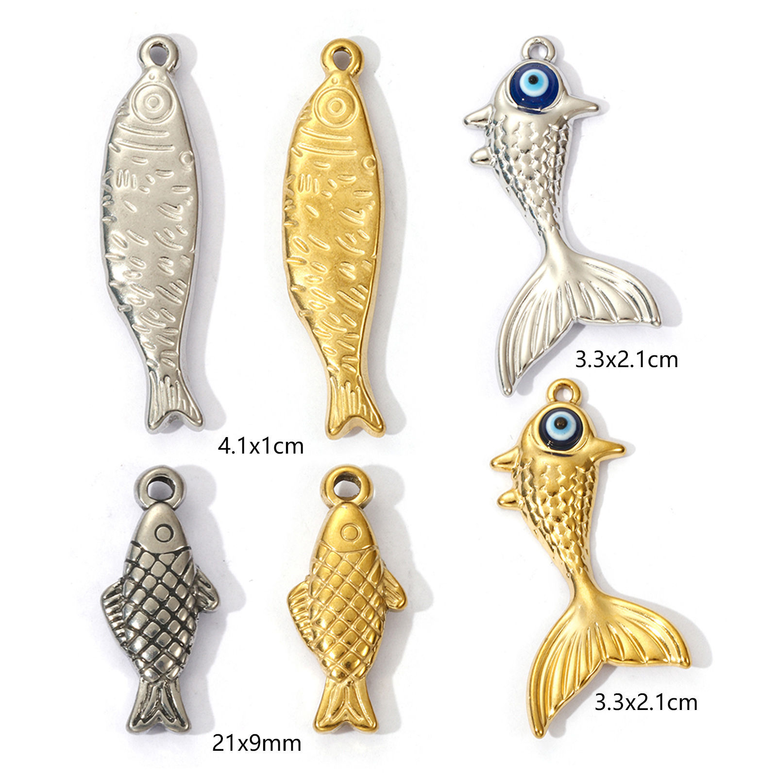 Picture of Eco-friendly PVD Vacuum Plating 304 Stainless Steel Ocean Jewelry Charms Fish Animal 3D