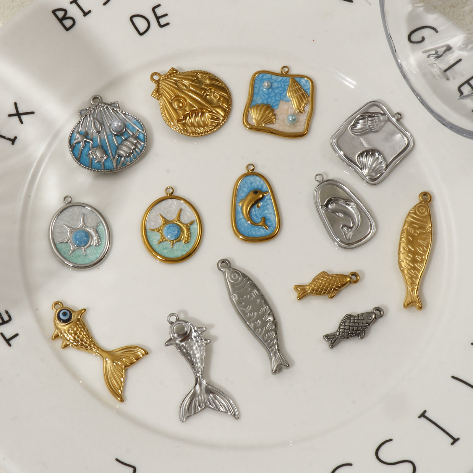 Picture of Eco-friendly PVD Vacuum Plating 304 Stainless Steel Ocean Jewelry Charms Fish Animal 3D
