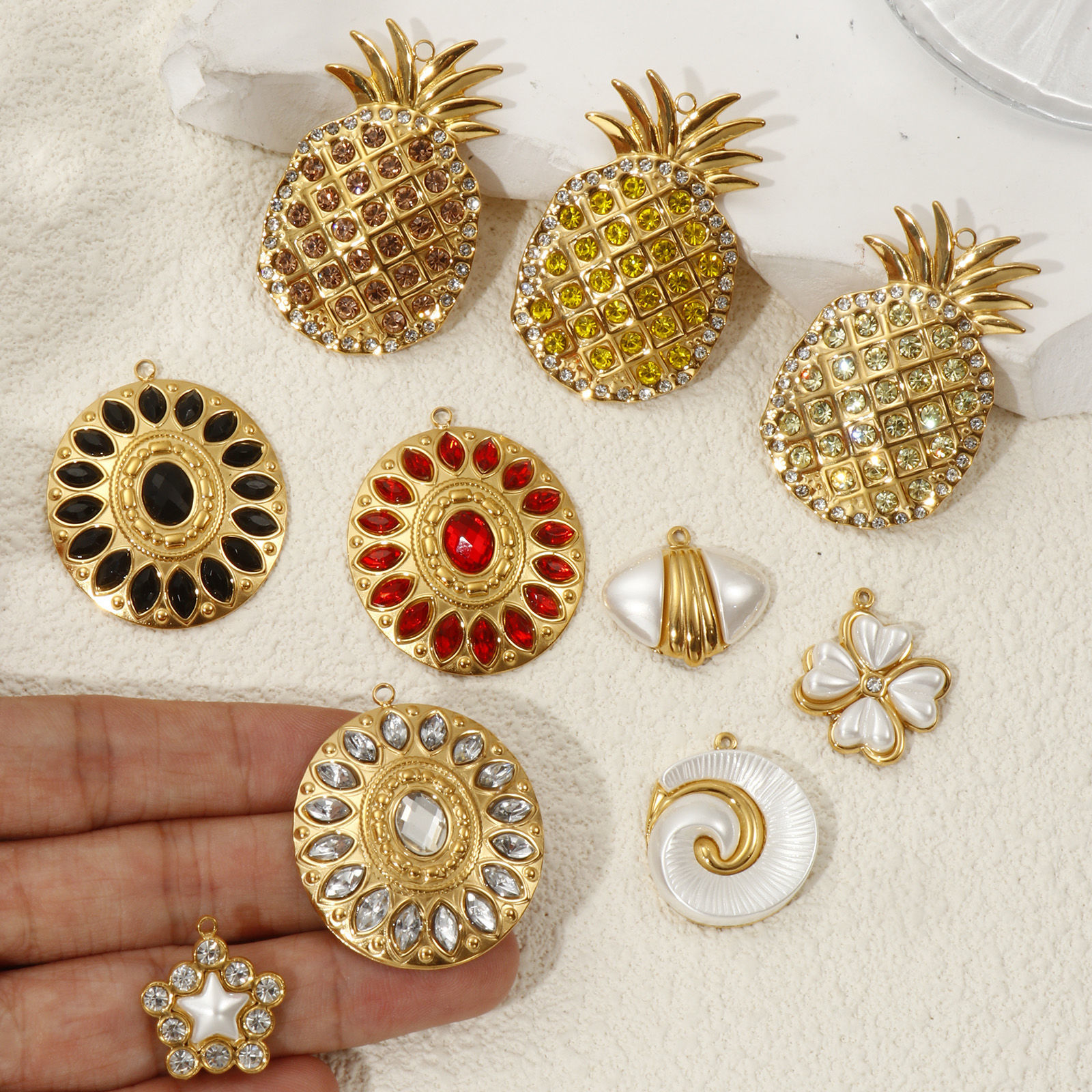Picture of 1 Piece Eco-friendly PVD Vacuum Plating 304 Stainless Steel Pendants 18K Real Gold Plated