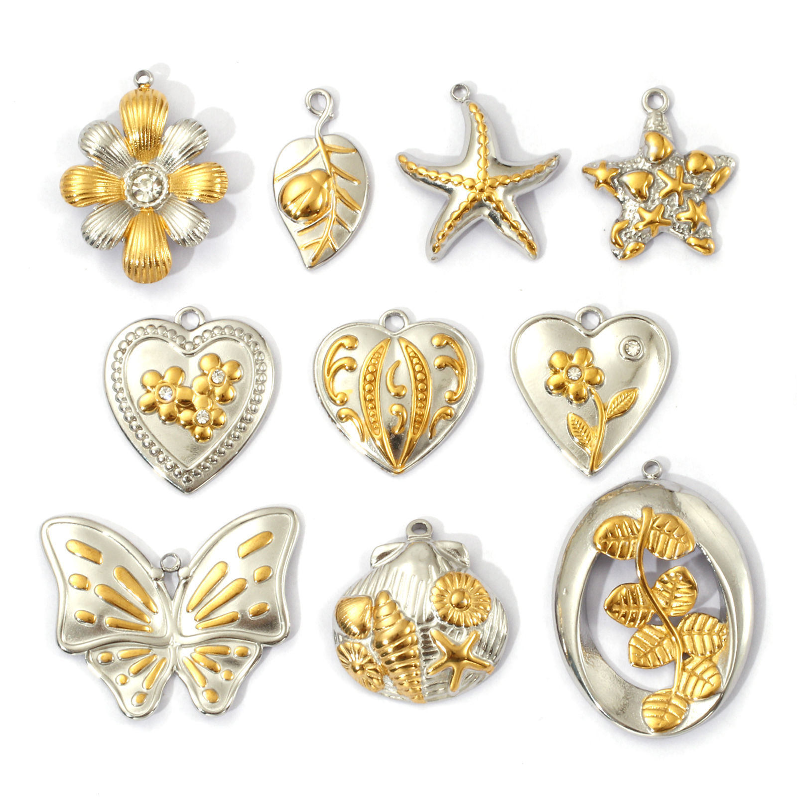 Picture of 1 Piece Eco-friendly PVD Vacuum Plating 304 Stainless Steel Pendants 18K Real Gold Plated & Silver Tone Two Tone