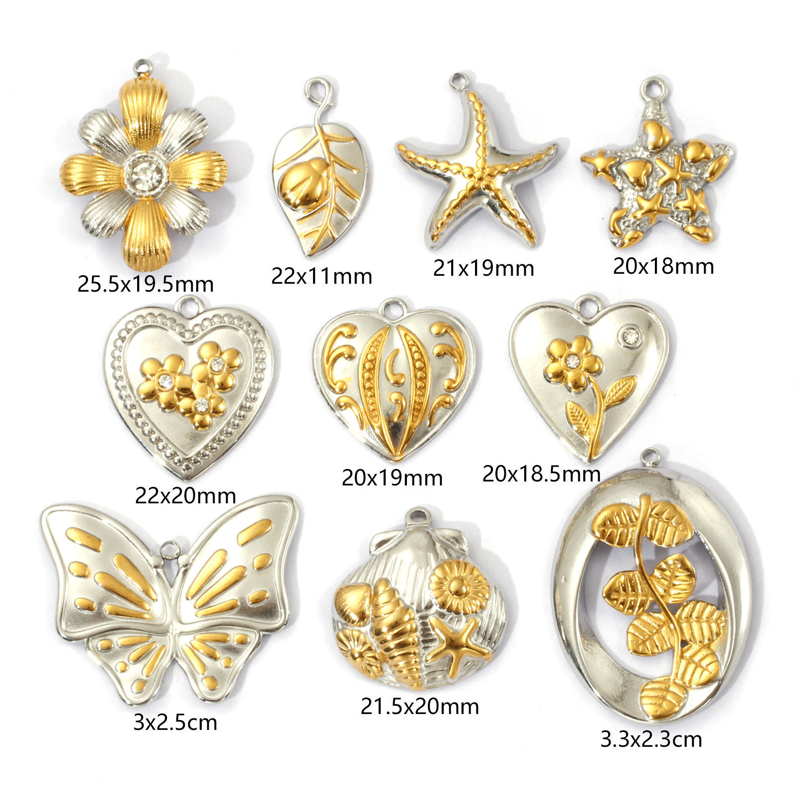 Picture of 1 Piece Eco-friendly PVD Vacuum Plating 304 Stainless Steel Pendants 18K Real Gold Plated & Silver Tone Two Tone