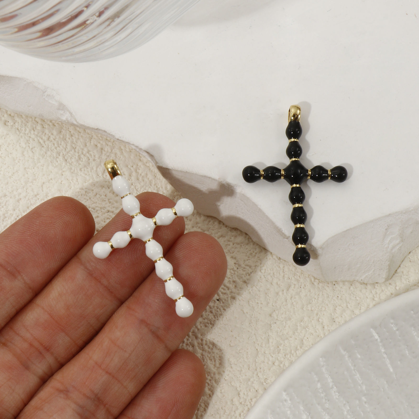 Imagen de 1 Piece Eco-friendly Brass Religious Charms 18K Real Gold Plated Enamel Cross 3.6cm x 2.3cm