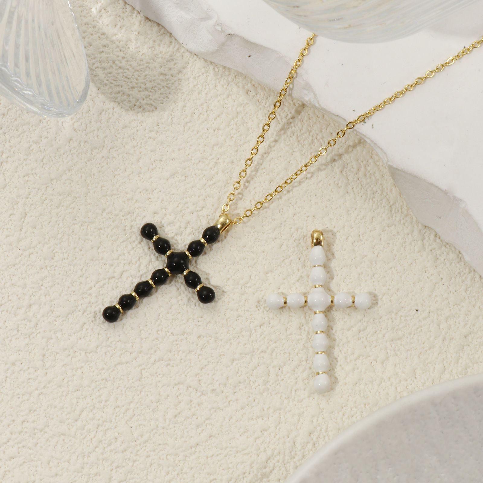 Imagen de 1 Piece Eco-friendly Brass Religious Charms 18K Real Gold Plated Enamel Cross 3.6cm x 2.3cm