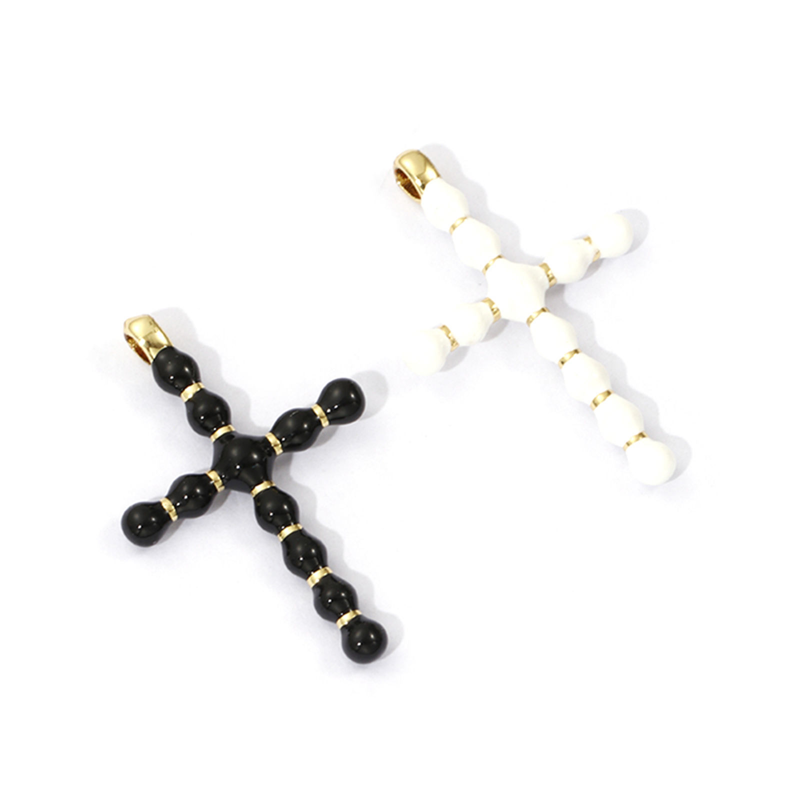 Imagen de 1 Piece Eco-friendly Brass Religious Charms 18K Real Gold Plated Enamel Cross 3.6cm x 2.3cm