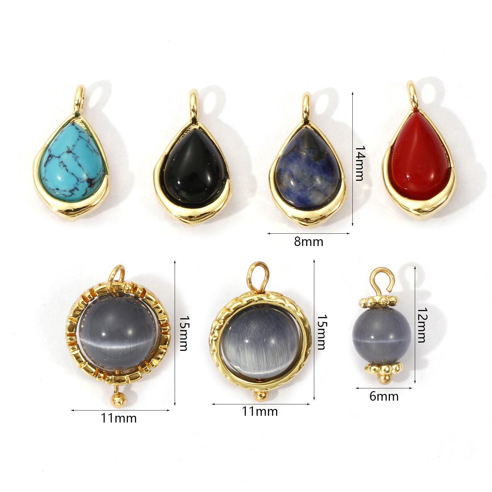 Imagen de 2 PCs Eco-friendly Brass & Gemstone Charms 18K Real Gold Plated