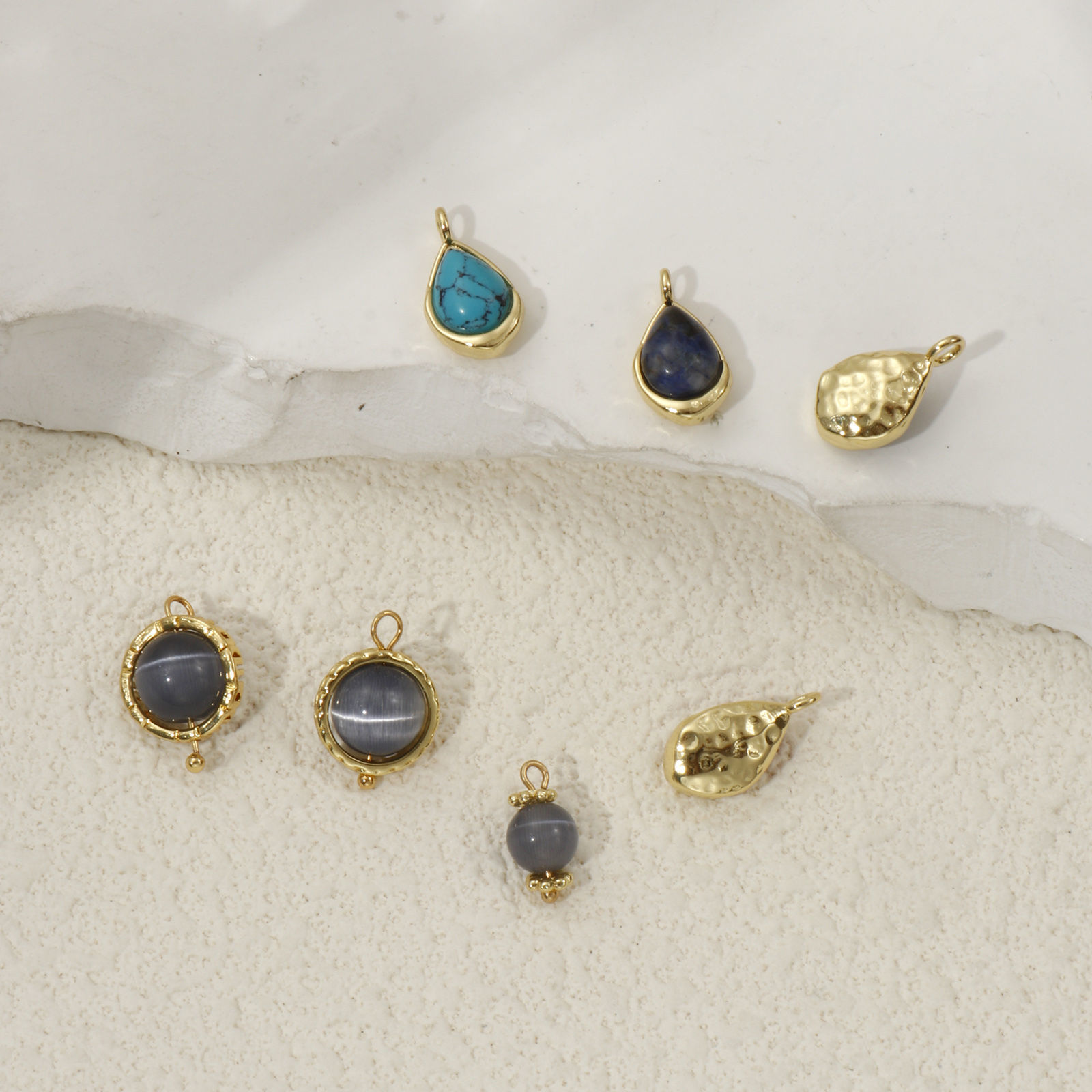 Imagen de 2 PCs Eco-friendly Brass & Gemstone Charms 18K Real Gold Plated