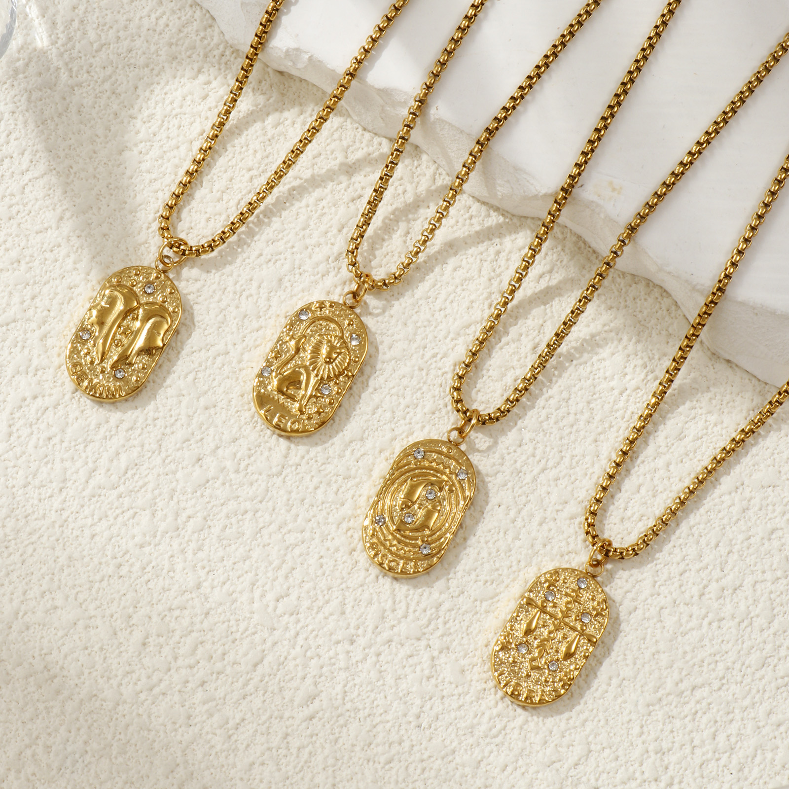 Imagen de 18K Real Gold Plated Box Chain Oval Pendant Charm Necklace, 304 Stainless Steel 45cm(17.7") + 5cm(2"), Unisex, Clear Cubic Zirconia Exquisite Gift, Eco-friendly PVD Vacuum Plating, 1 Piece
