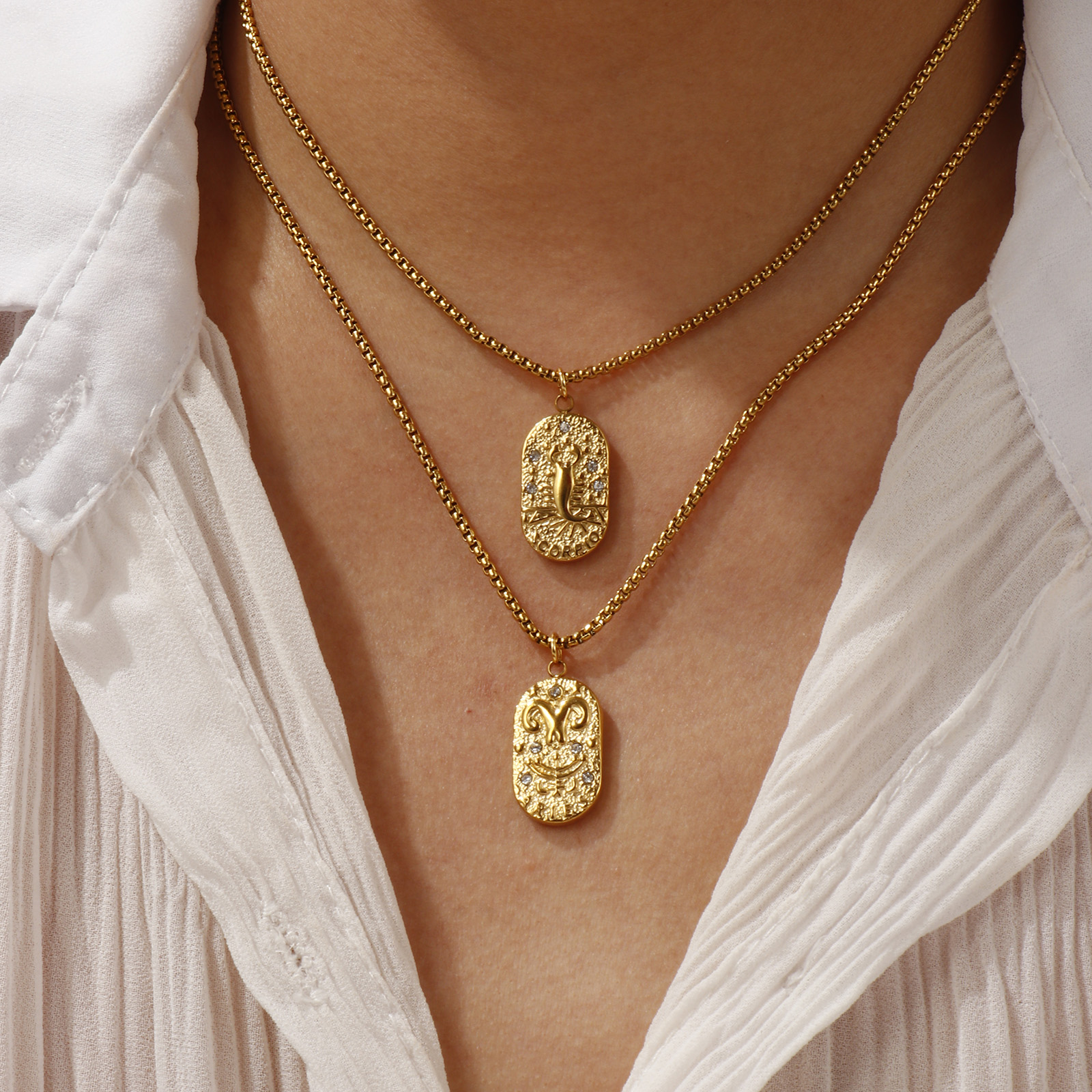 Imagen de 18K Real Gold Plated Box Chain Oval Pendant Charm Necklace, 304 Stainless Steel 45cm(17.7") + 5cm(2"), Unisex, Clear Cubic Zirconia Exquisite Gift, Eco-friendly PVD Vacuum Plating, 1 Piece