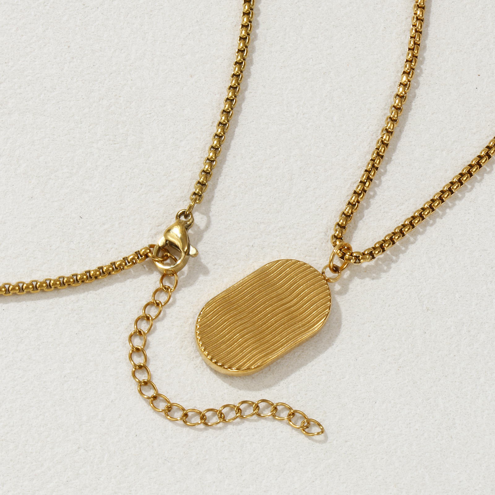 Imagen de 18K Real Gold Plated Box Chain Oval Pendant Charm Necklace, 304 Stainless Steel 45cm(17.7") + 5cm(2"), Unisex, Clear Cubic Zirconia Exquisite Gift, Eco-friendly PVD Vacuum Plating, 1 Piece