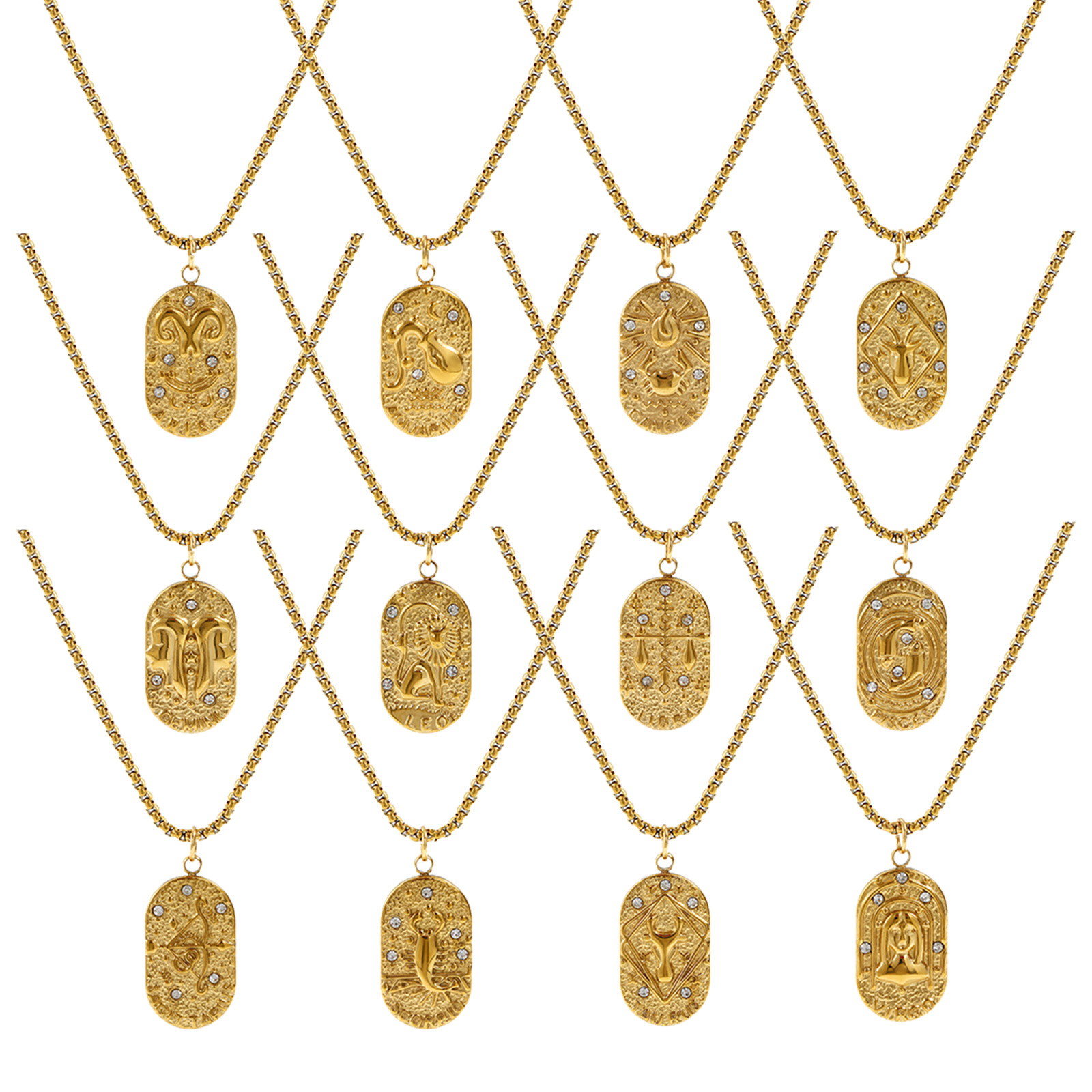 Imagen de 18K Real Gold Plated Box Chain Oval Pendant Charm Necklace, 304 Stainless Steel 45cm(17.7") + 5cm(2"), Unisex, Clear Cubic Zirconia Exquisite Gift, Eco-friendly PVD Vacuum Plating, 1 Piece