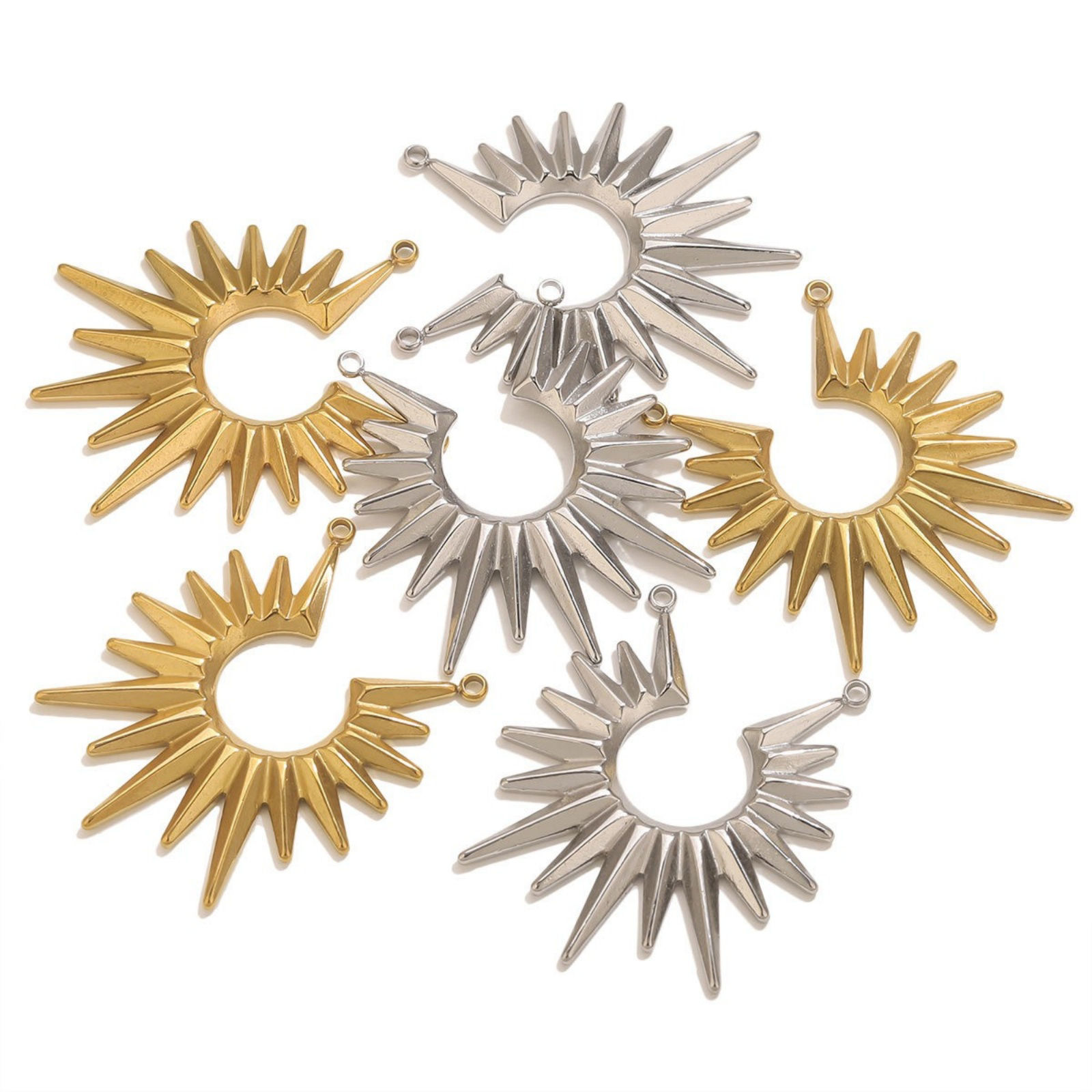 Immagine di 2 PCs 304 Stainless Steel Connectors Charms Pendants Multicolor Sun Rays 35mm x 40mm