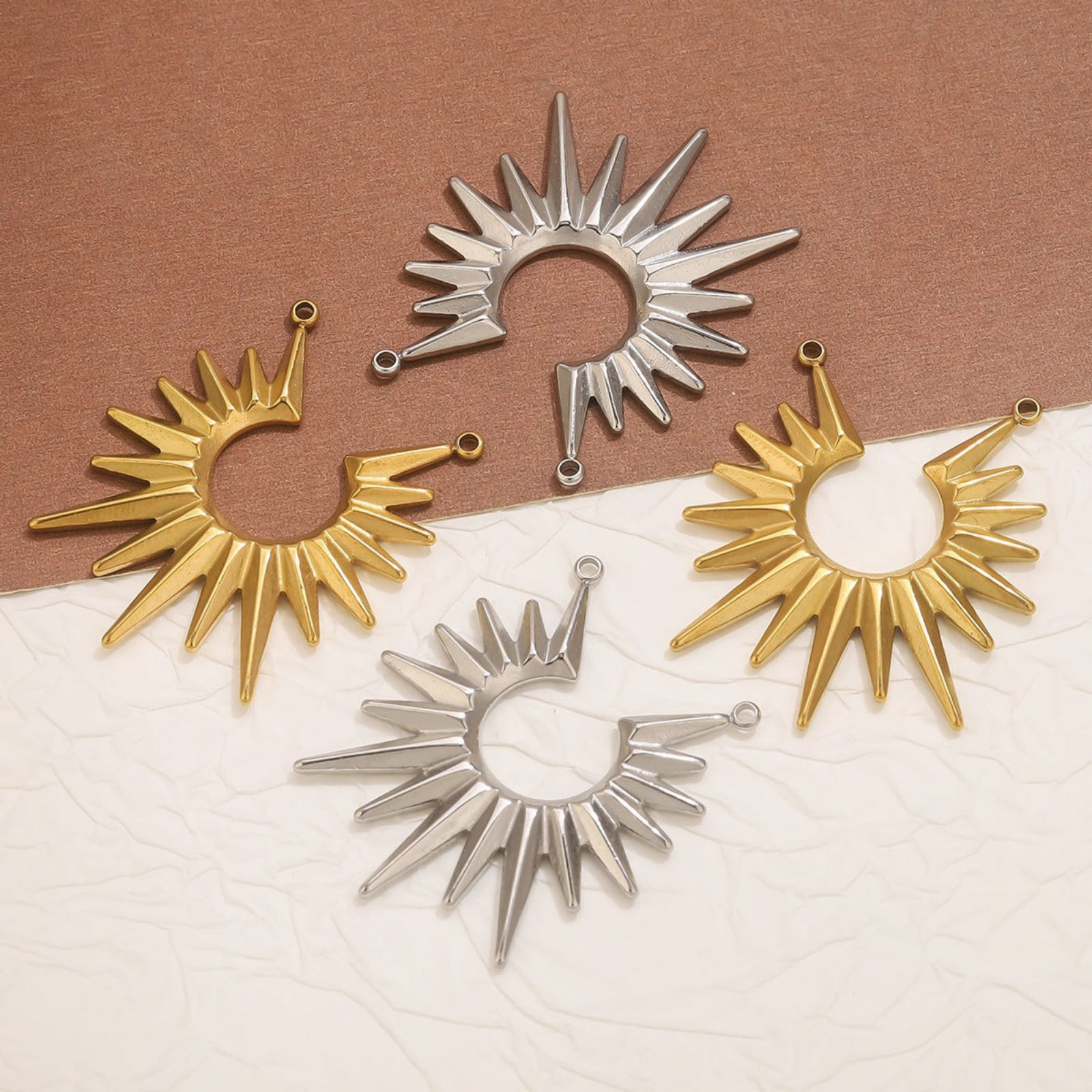 Immagine di 2 PCs 304 Stainless Steel Connectors Charms Pendants Multicolor Sun Rays 35mm x 40mm