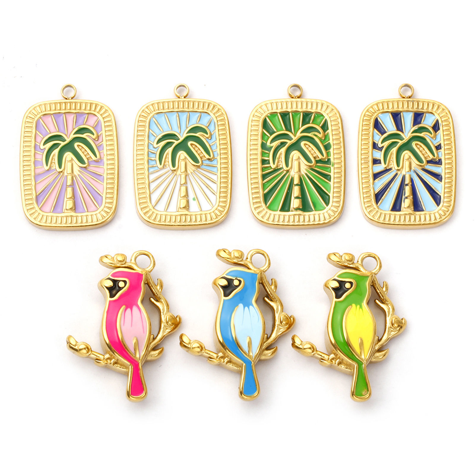 Imagen de 1 Piece Eco-friendly PVD Vacuum Plating 304 Stainless Steel Charms 18K Real Gold Plated Enamel