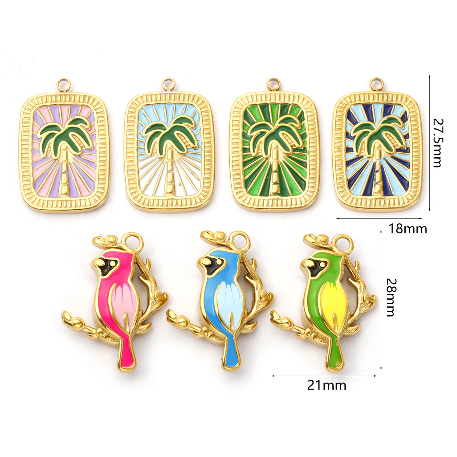 Imagen de 1 Piece Eco-friendly PVD Vacuum Plating 304 Stainless Steel Charms 18K Real Gold Plated Enamel