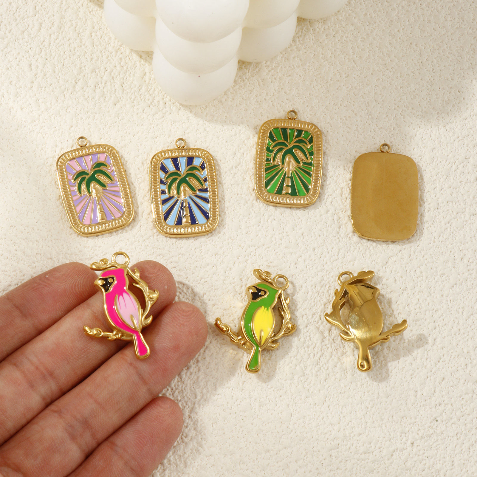 Imagen de 1 Piece Eco-friendly PVD Vacuum Plating 304 Stainless Steel Charms 18K Real Gold Plated Enamel