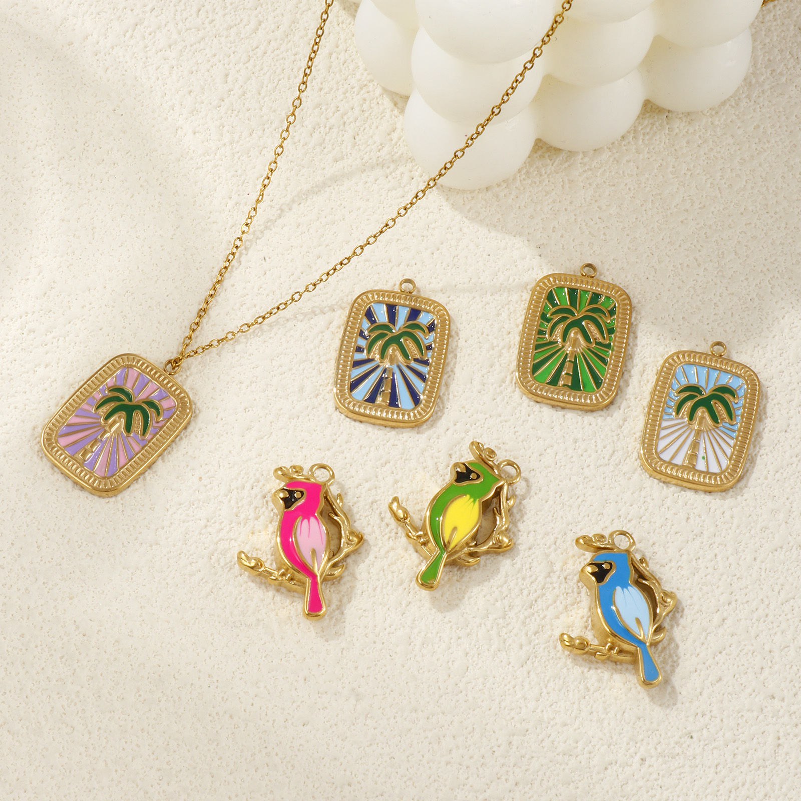 Imagen de 1 Piece Eco-friendly PVD Vacuum Plating 304 Stainless Steel Charms 18K Real Gold Plated Enamel