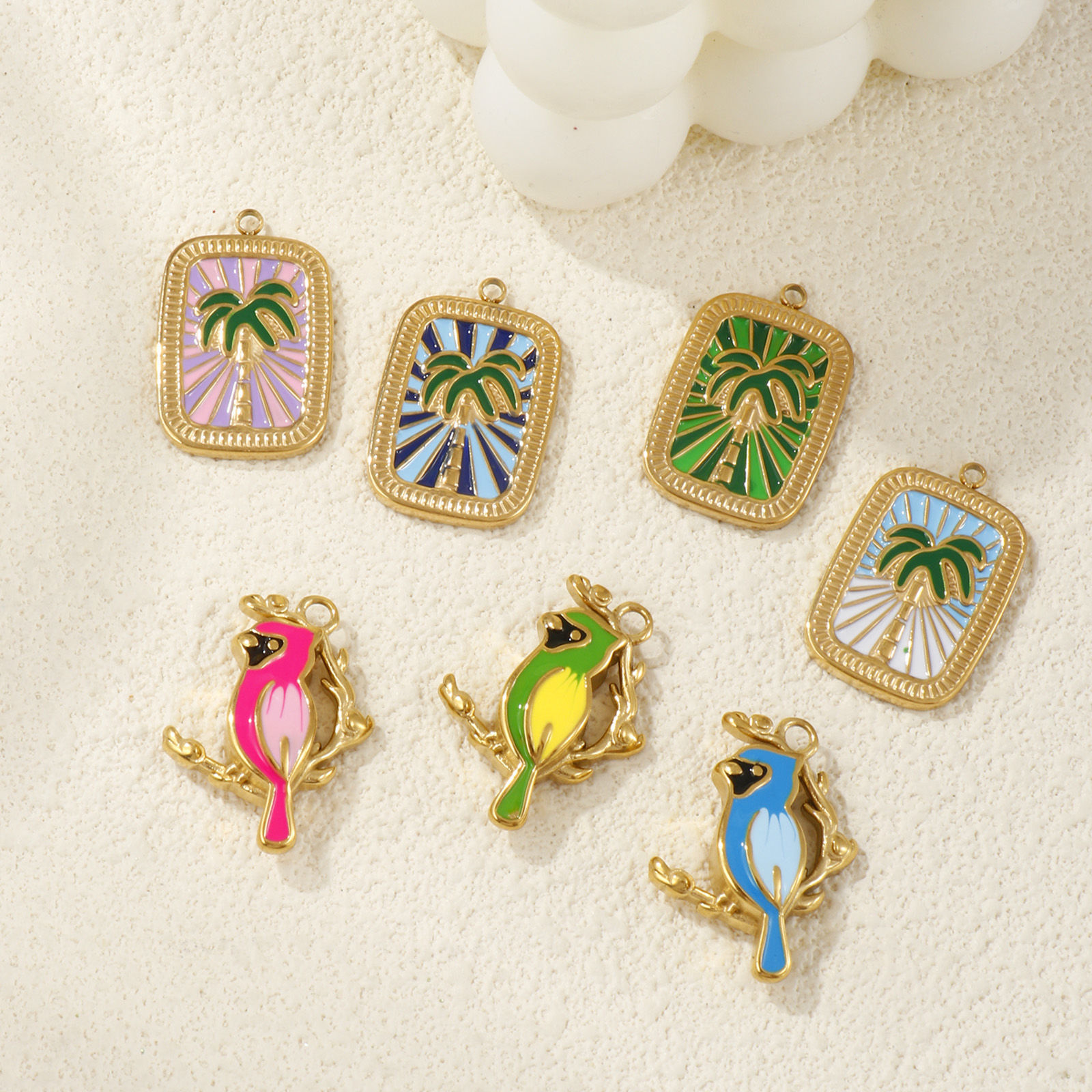 Imagen de 1 Piece Eco-friendly PVD Vacuum Plating 304 Stainless Steel Charms 18K Real Gold Plated Enamel