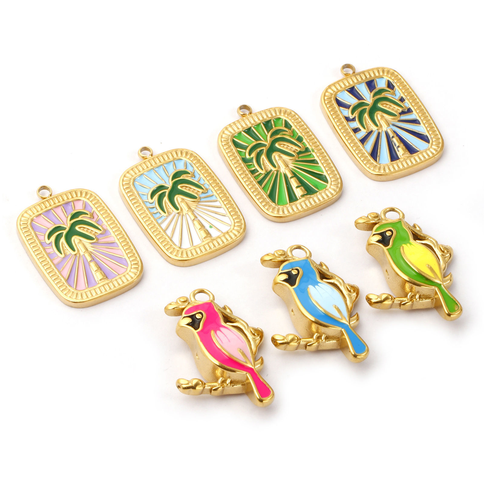 Imagen de 1 Piece Eco-friendly PVD Vacuum Plating 304 Stainless Steel Charms 18K Real Gold Plated Enamel