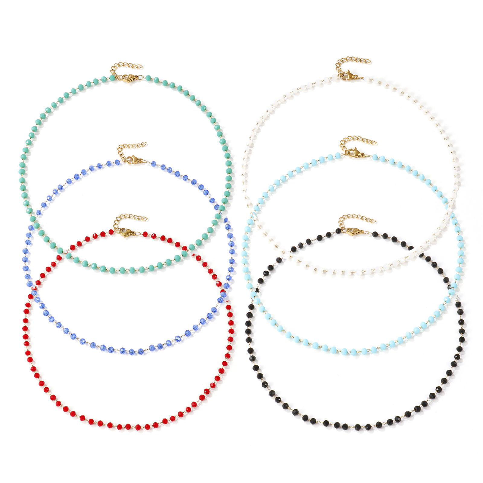 Imagen de 18K Real Gold Plated Beaded Chain Choker Necklace, 304 Stainless Steel & Quartz Crystal 38cm(15") + 3cm(1.2"), For Women, Faceted, Exquisite Gift, Eco-friendly PVD Vacuum Plating, 1 Piece