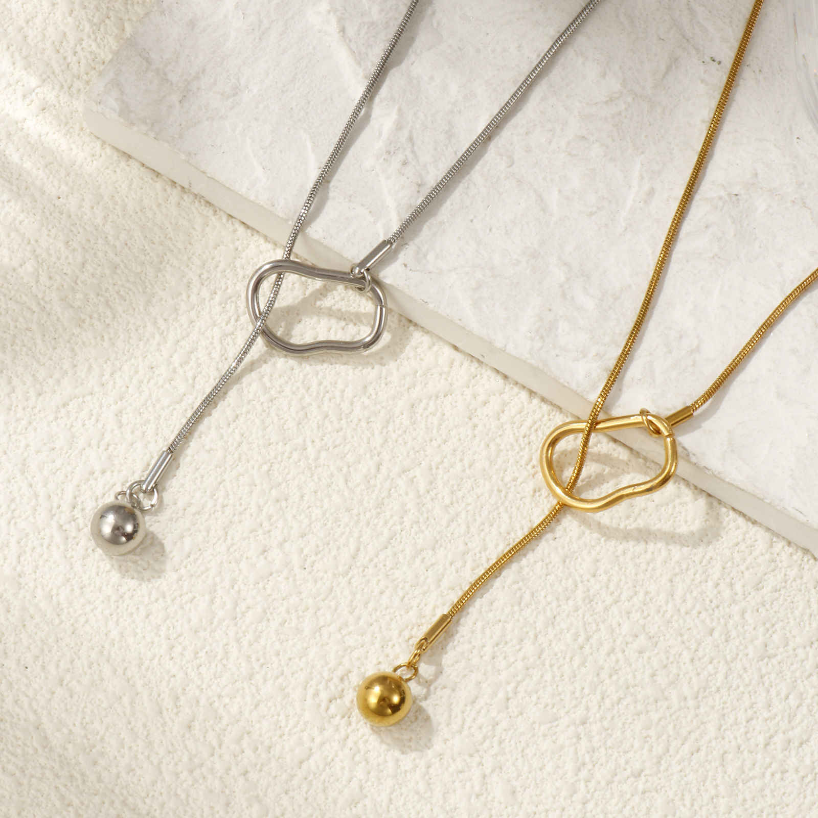 Picture of Multicolor Snake Chain Round Y Shaped Lariat Necklace, 304 Stainless Steel 64cm(25.2"), For Women, Stylish Gift, Eco-friendly